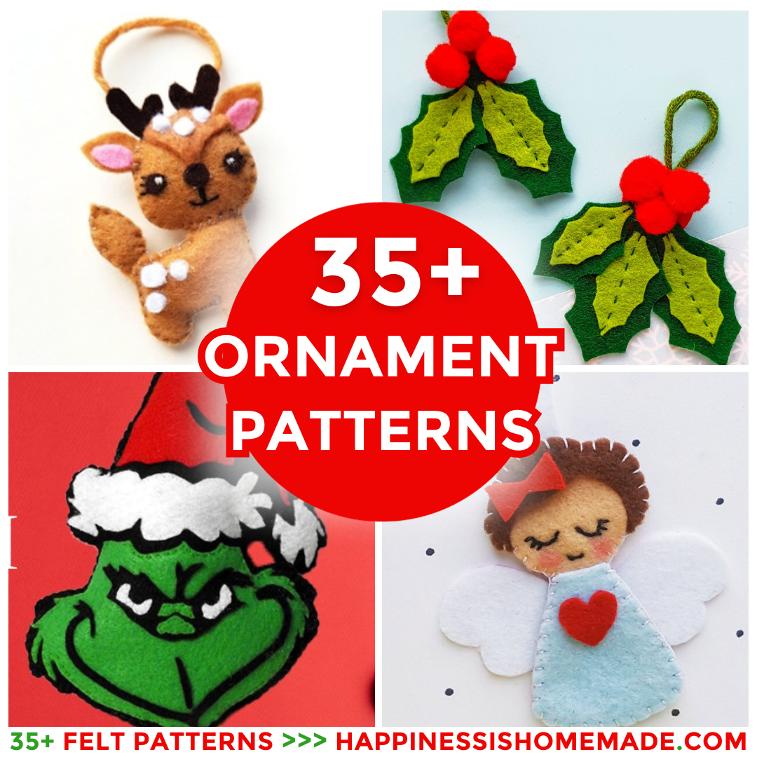 35+ Free Felt Christmas Ornament Patterns - Happiness Is Homemade regarding Felt Christmas Ornaments Patterns Free Printable