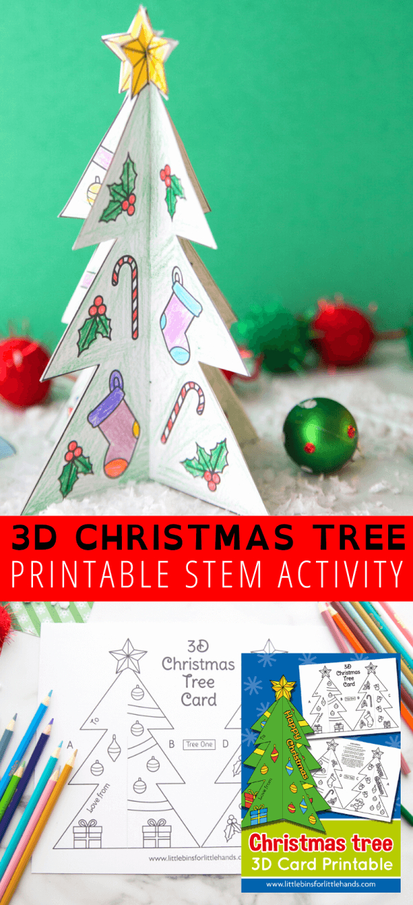 3D Christmas Tree Template - Little Bins For Little Hands within Free Printable 3D Paper Christmas Tree Template