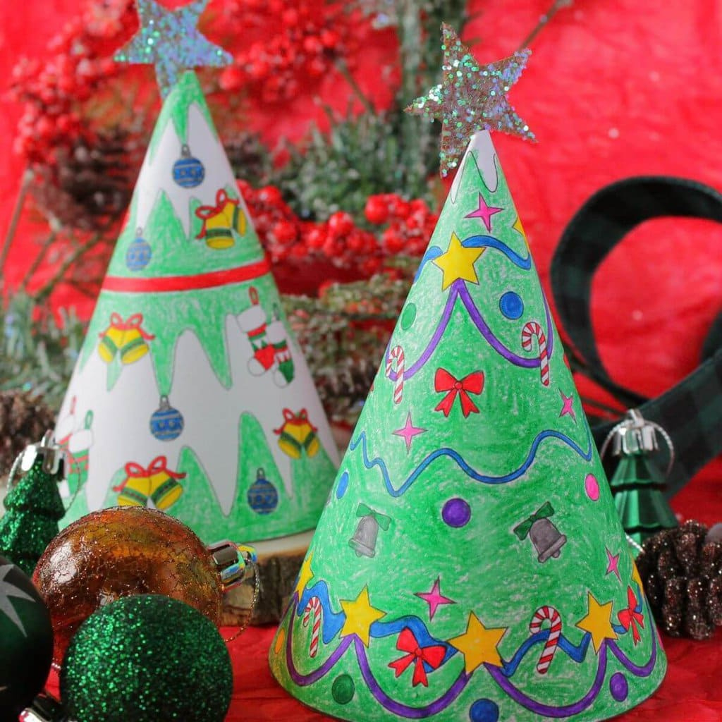 3D Paper Cone Christmas Tree Craft For Kids - Free Template intended for Free Printable Christmas Tree Cone Template