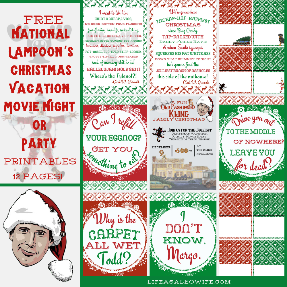 3Rd Annual Christmas Family Movie Night/Party Printable Set throughout National Lampoon&amp;amp;#039;s Christmas Vacation Free Printable