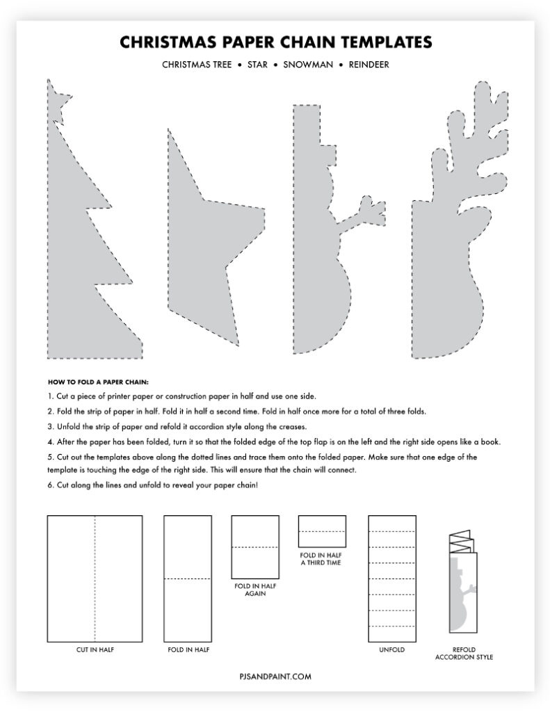 4 Free Printable Christmas Paper Chain Templates - Pjs And Paint with Free Printable Christmas Paper Chains