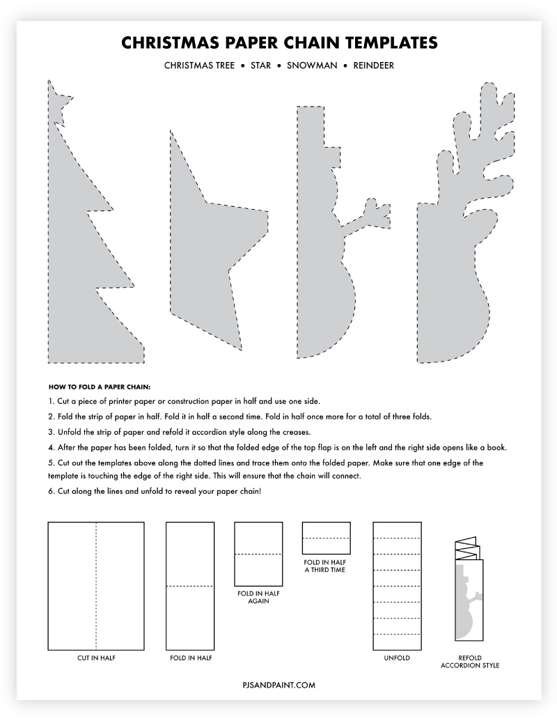 4 Free Printable Christmas Paper Chain Templates - Pjs And Paint with Printable Christmas Paper Cutting Templates Free