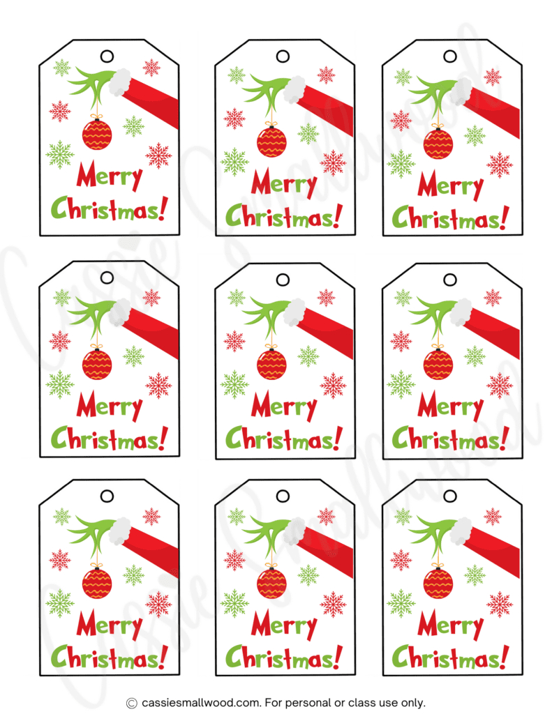 400+ Cutest Printable Christmas Tags (Free Pdf) - Cassie Smallwood in Free Christmas Gift Tag Printable