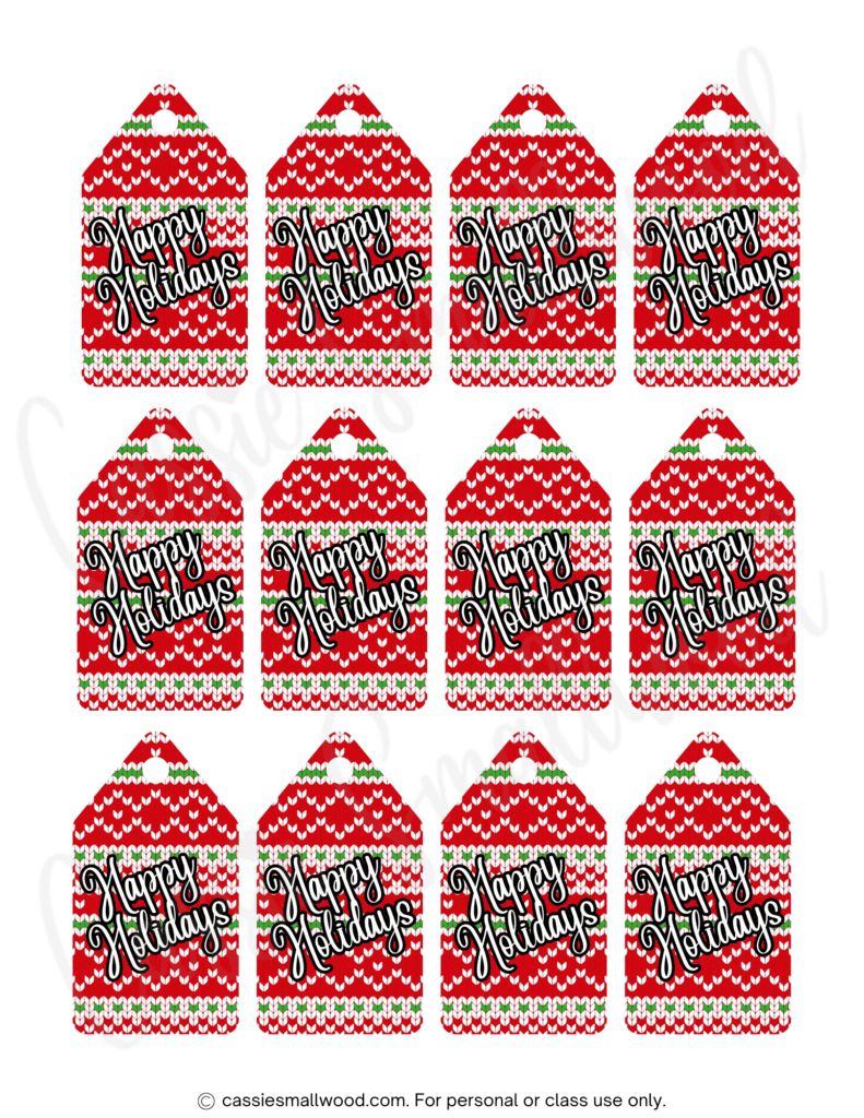 400+ Cutest Printable Christmas Tags (Free Pdf) - Cassie Smallwood in Happy Holidays Free Printable Teacher Christmas Gift Tags