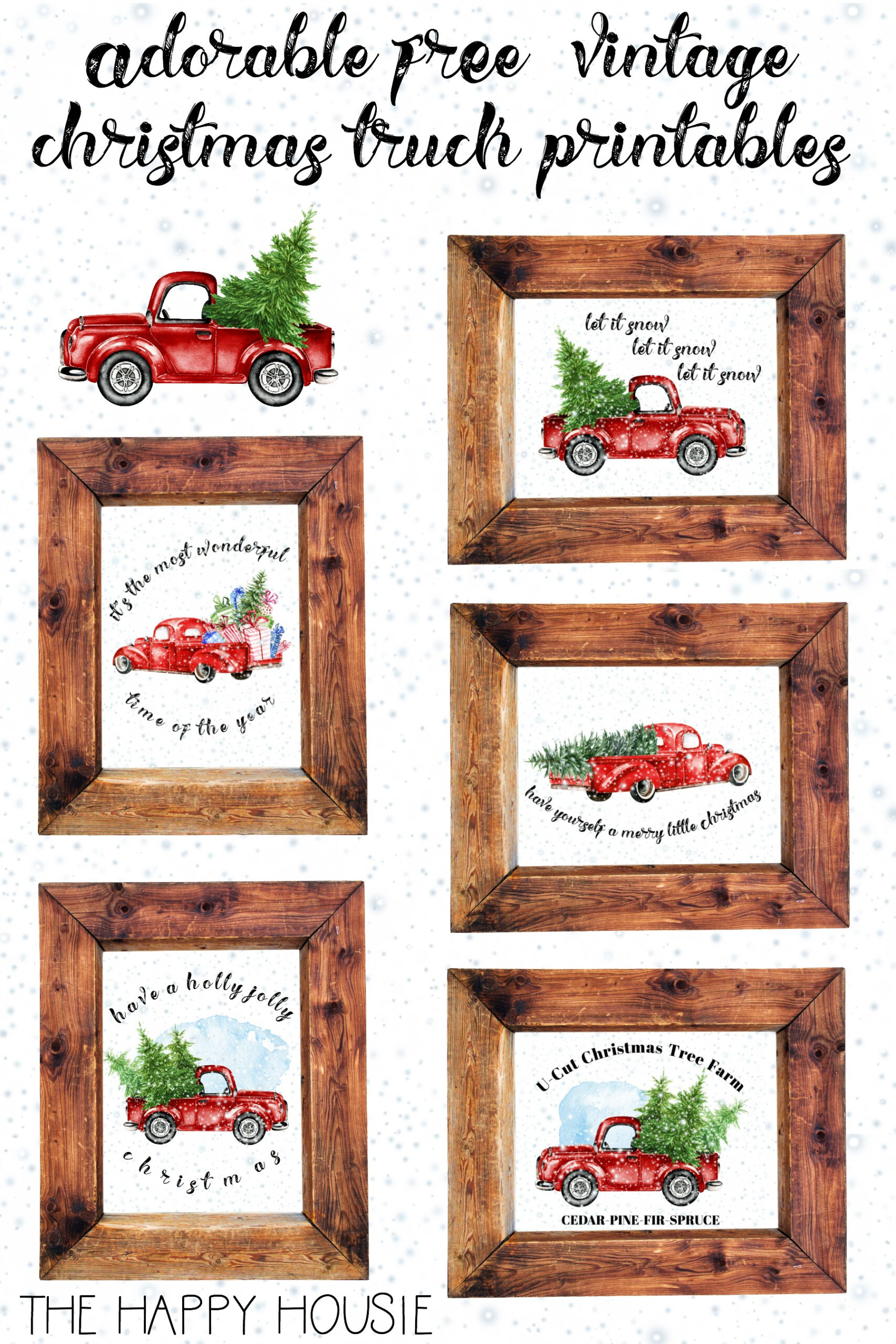 5 Free Vintage Truck Christmas Printables | The Happy Housie inside Free Printable Red Truck with Christmas Tree