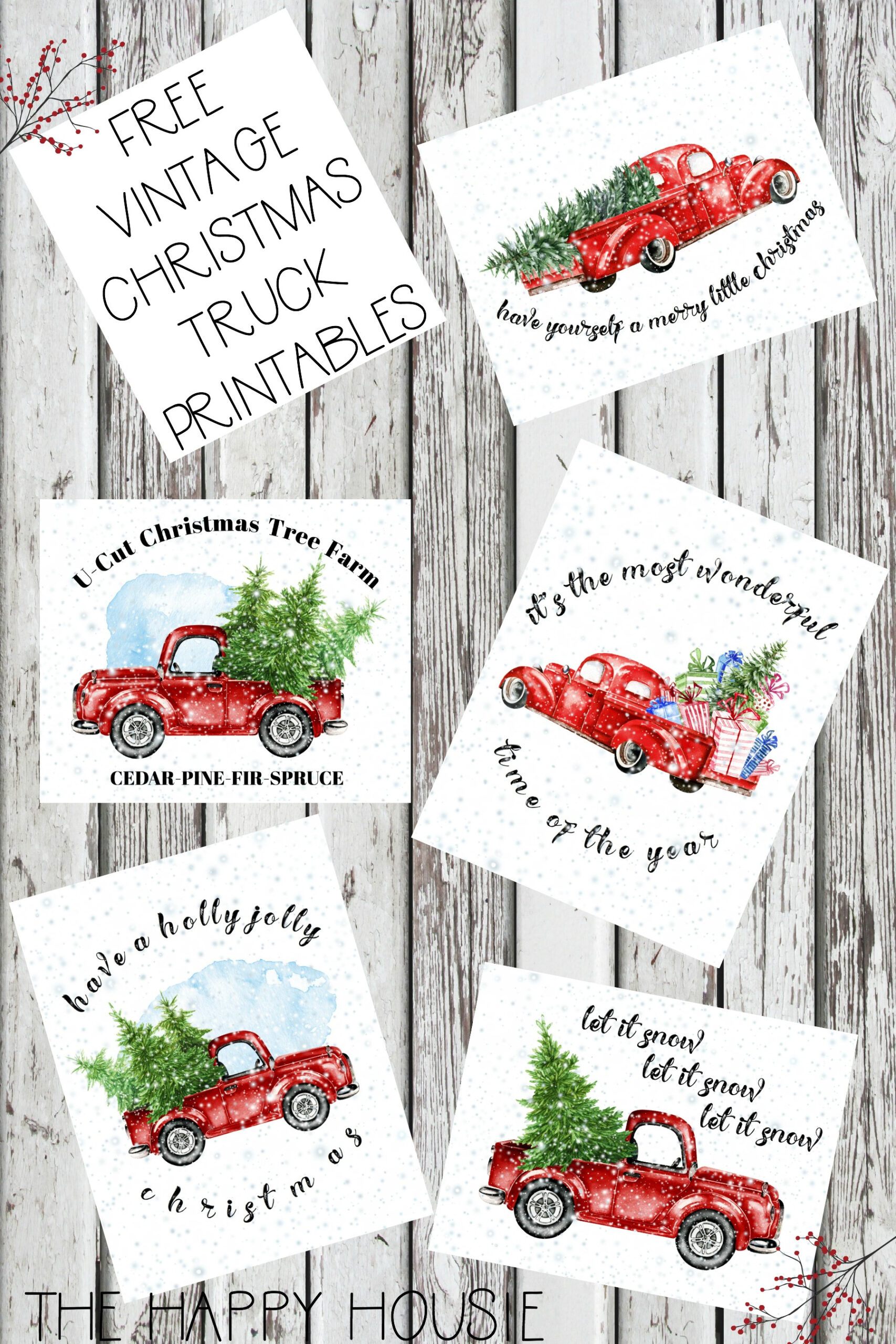 5 Free Vintage Truck Christmas Printables | The Happy Housie within Free Printable Red Truck Christmas Tags