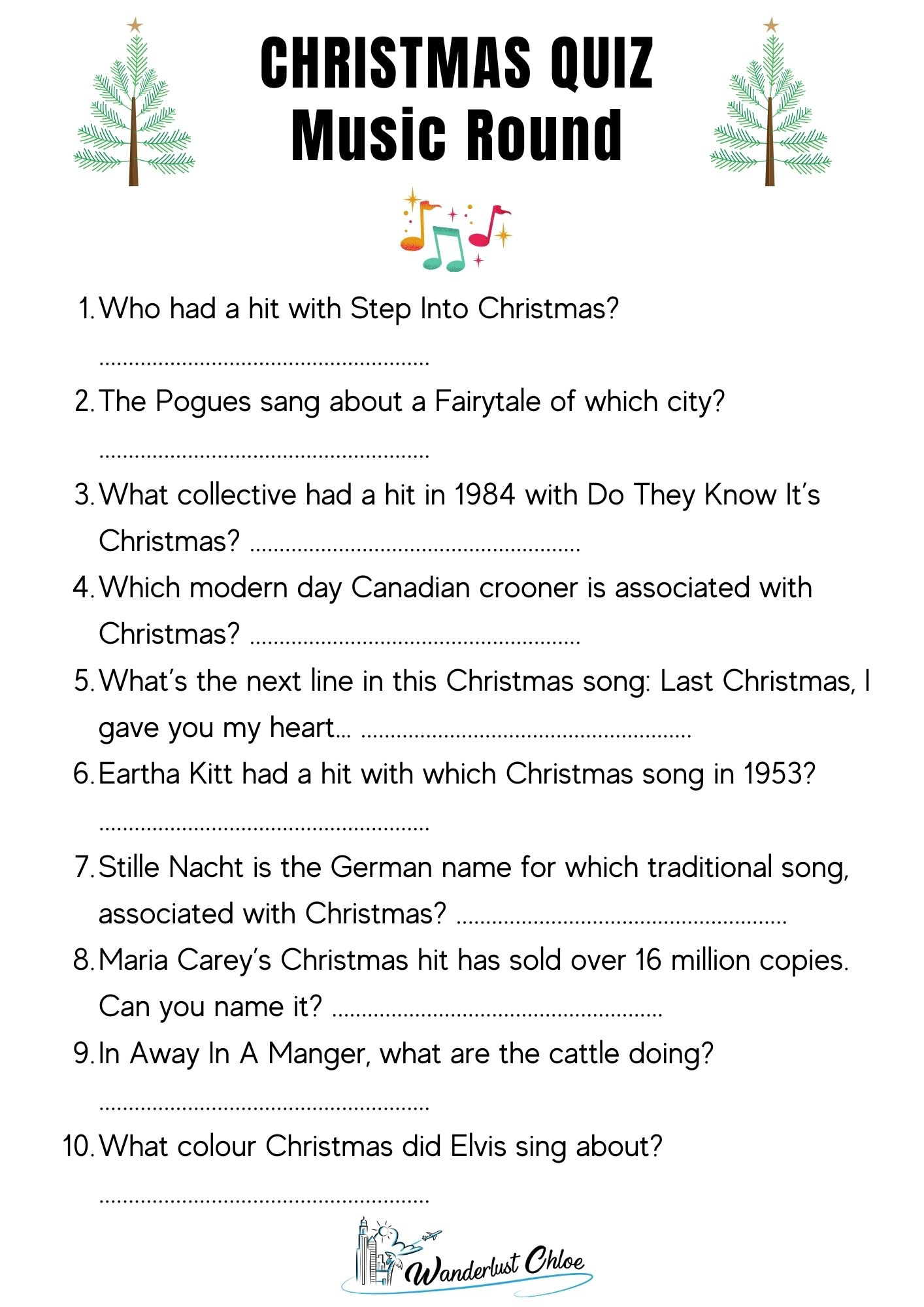 50 Christmas Quiz Questions + Printable Picture Rounds: 2025 for Christmas Songs Trivia Questions And Answers Printable
