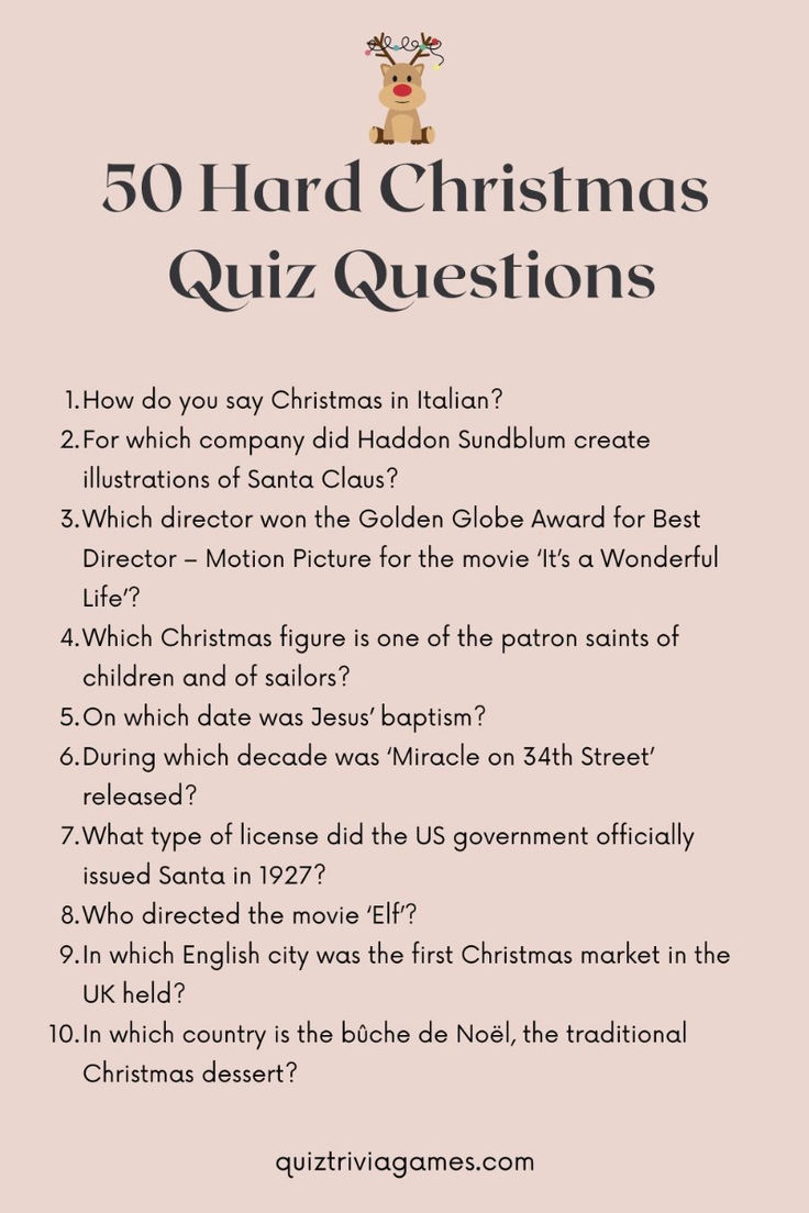 50+ Hard Christmas Trivia Questions And Answers inside Hard Christmas Trivia Questions and Answers Printable