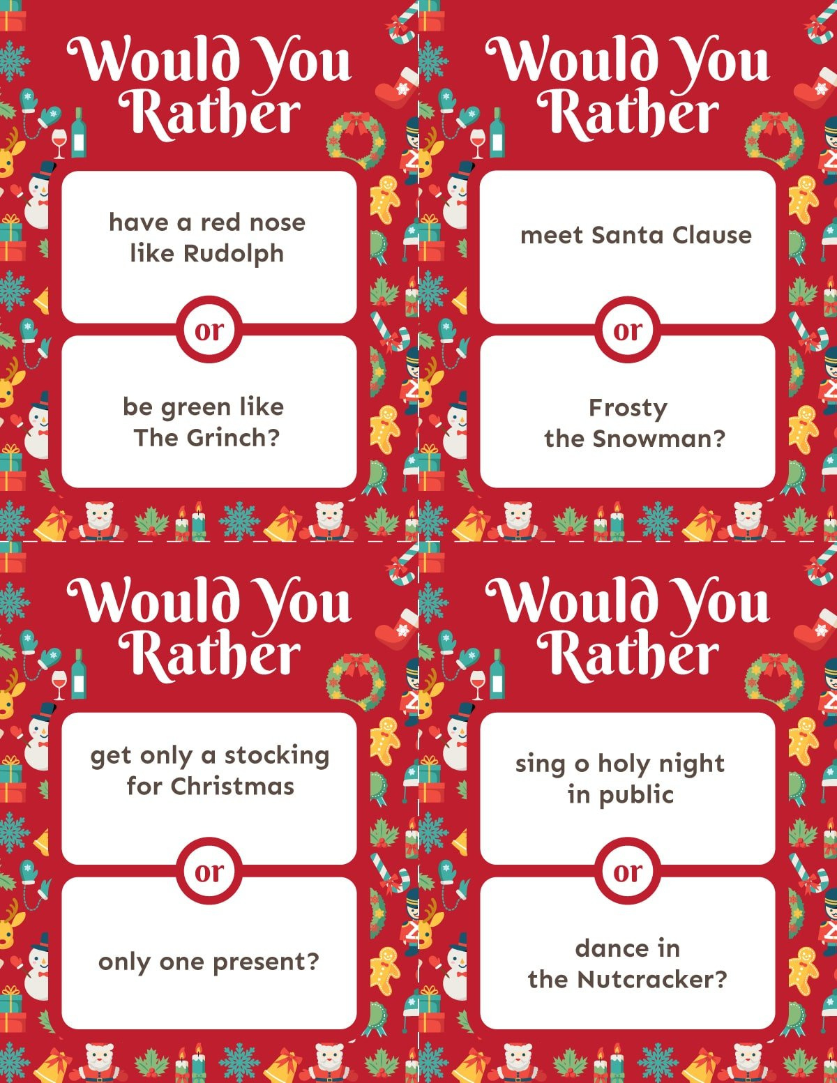 75 Christmas Would You Rather Questions &amp;amp; Game - Play Party Plan within Christmas Would You Rather Printable