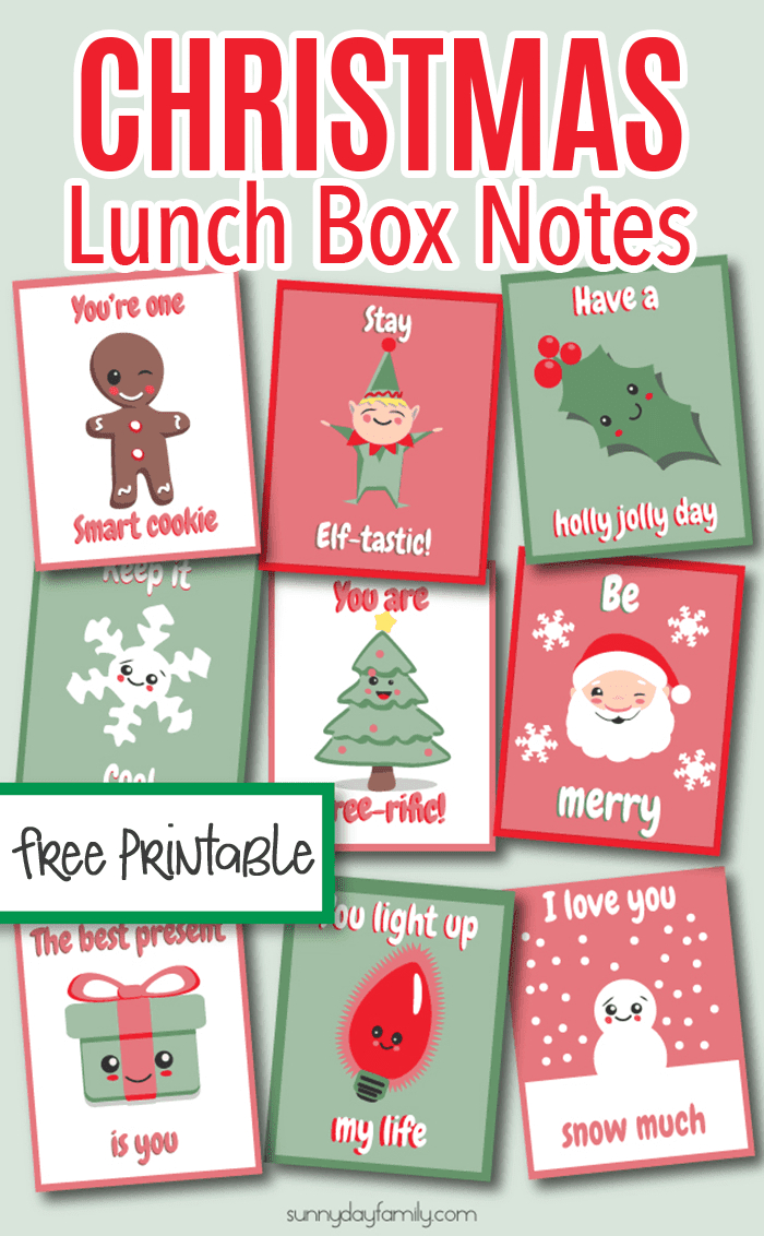 9 Free Printable Christmas Lunchbox Notes Kids Will Love | Sunny regarding Free Printable Christmas Lunchbox Notes