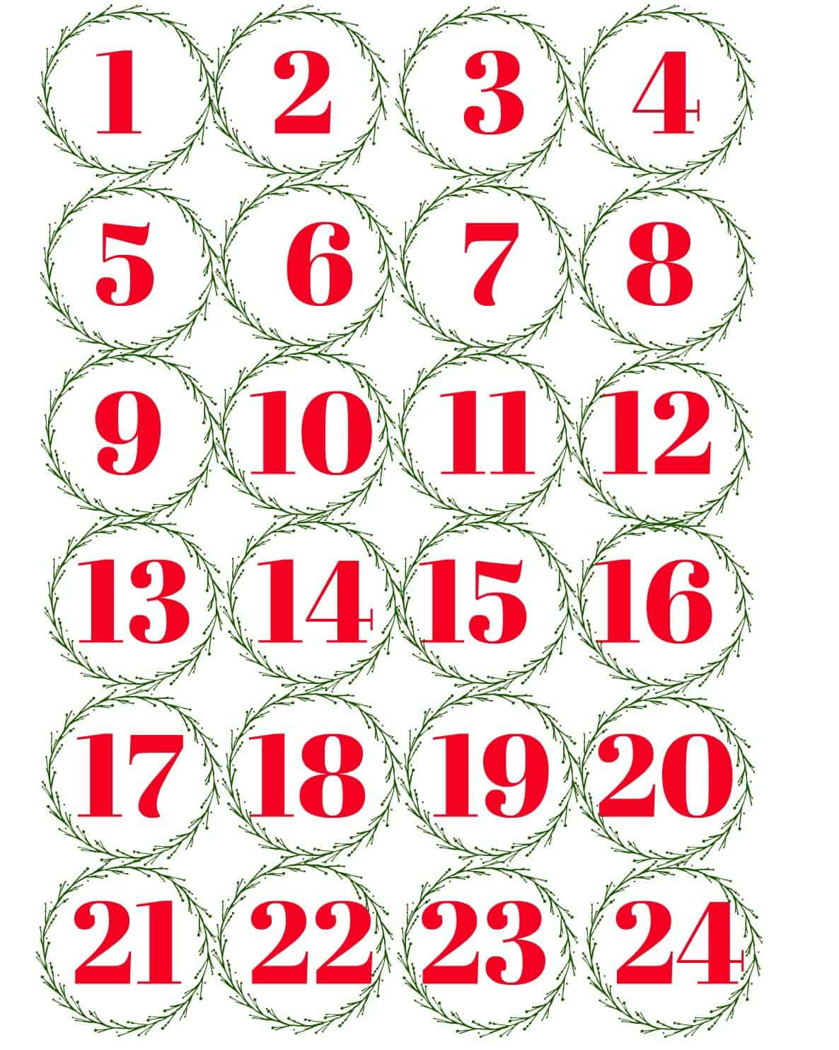 Advent Calendar Bags And Printable Numbers - Thistle Key Lane for Printable Christmas Numbers 1-24