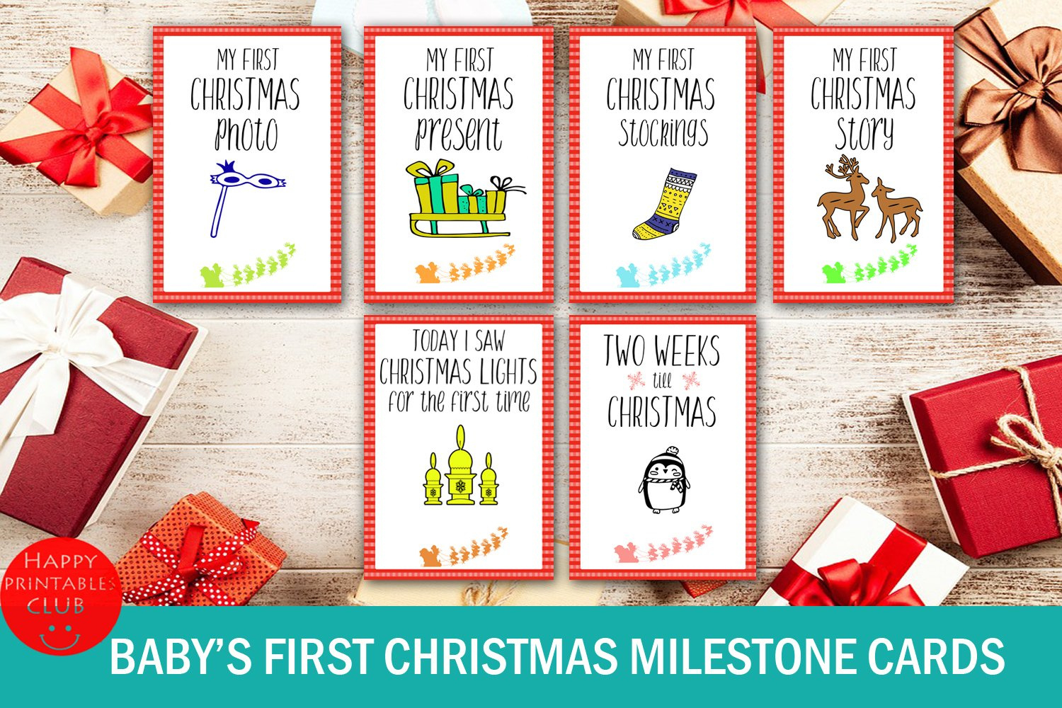 Baby&amp;#039;S First Christmas Milestone Cards I My First Christmas within My First Christmas Printable