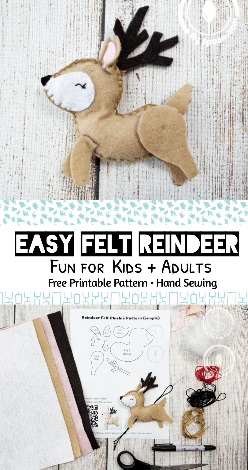 Beginner Felt Reindeer Sewing With Free Pdf Pattern - Easy pertaining to Free Printable Christmas Reindeer Sewing Pattern