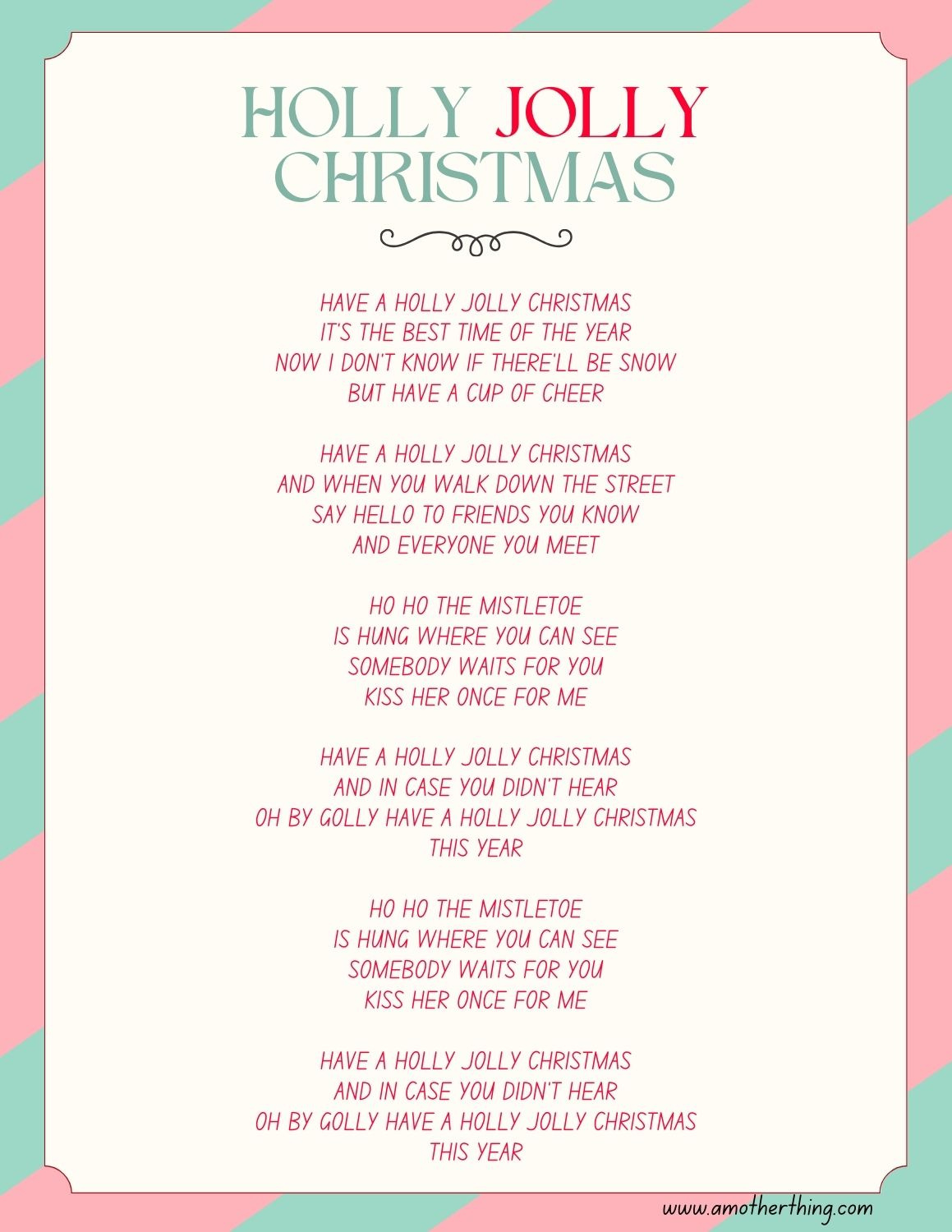 Best Easy Christmas Songs For Kids (With Lyrics!) | It&amp;#039;S A Mother intended for Holly Jolly Christmas Lyrics Printable