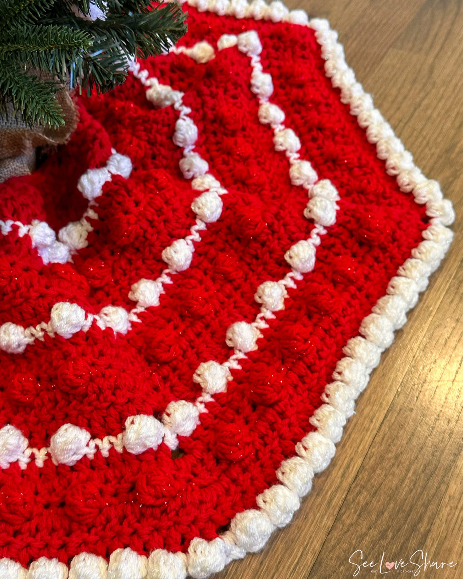Bobble Stitch Christmas Tree Skirt - Free Crochet Pattern intended for Free Printable Crochet Christmas Tree Skirt Pattern