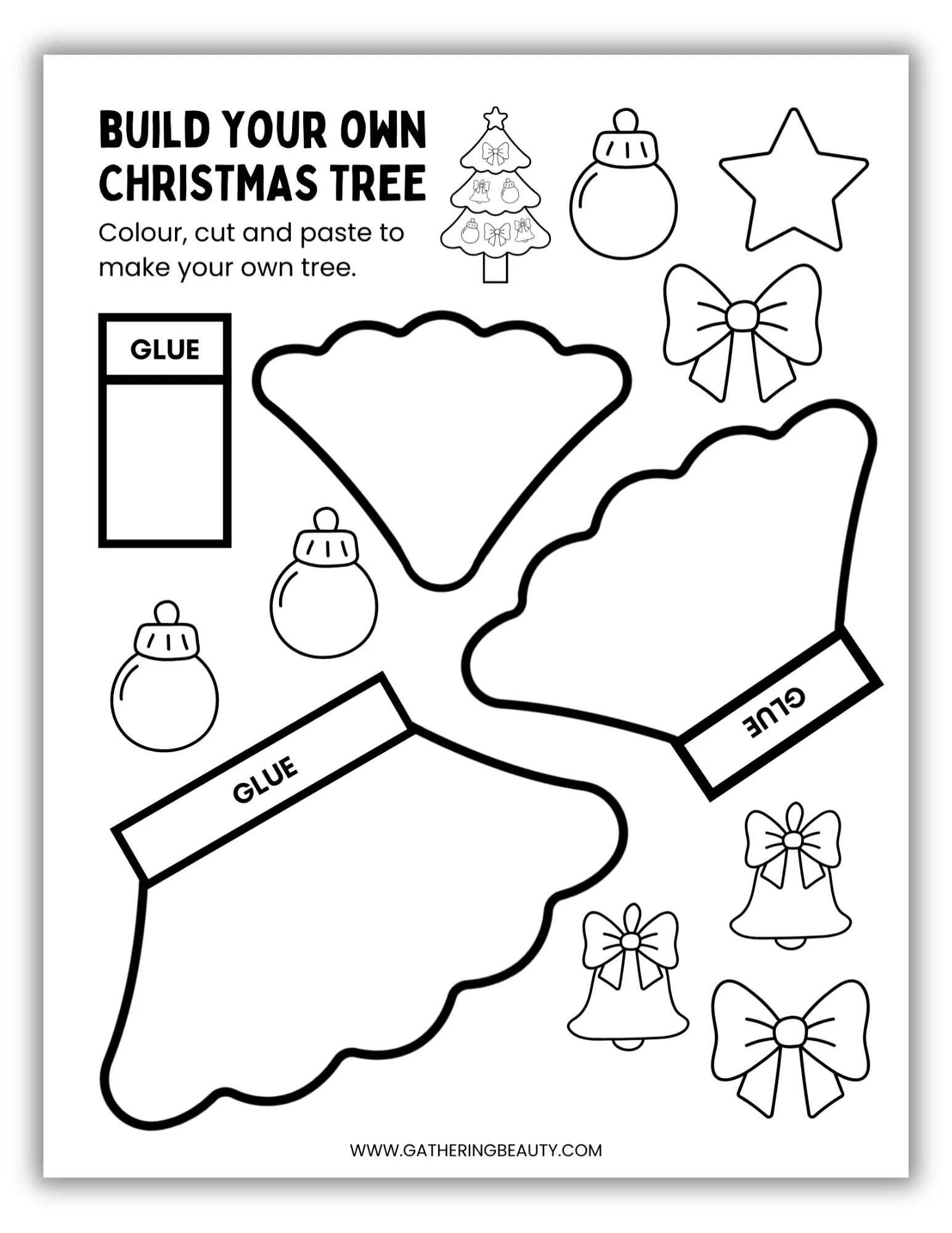 Build A Christmas Tree Free Printable — Gathering Beauty intended for Decorate Your Own Christmas Tree Printable