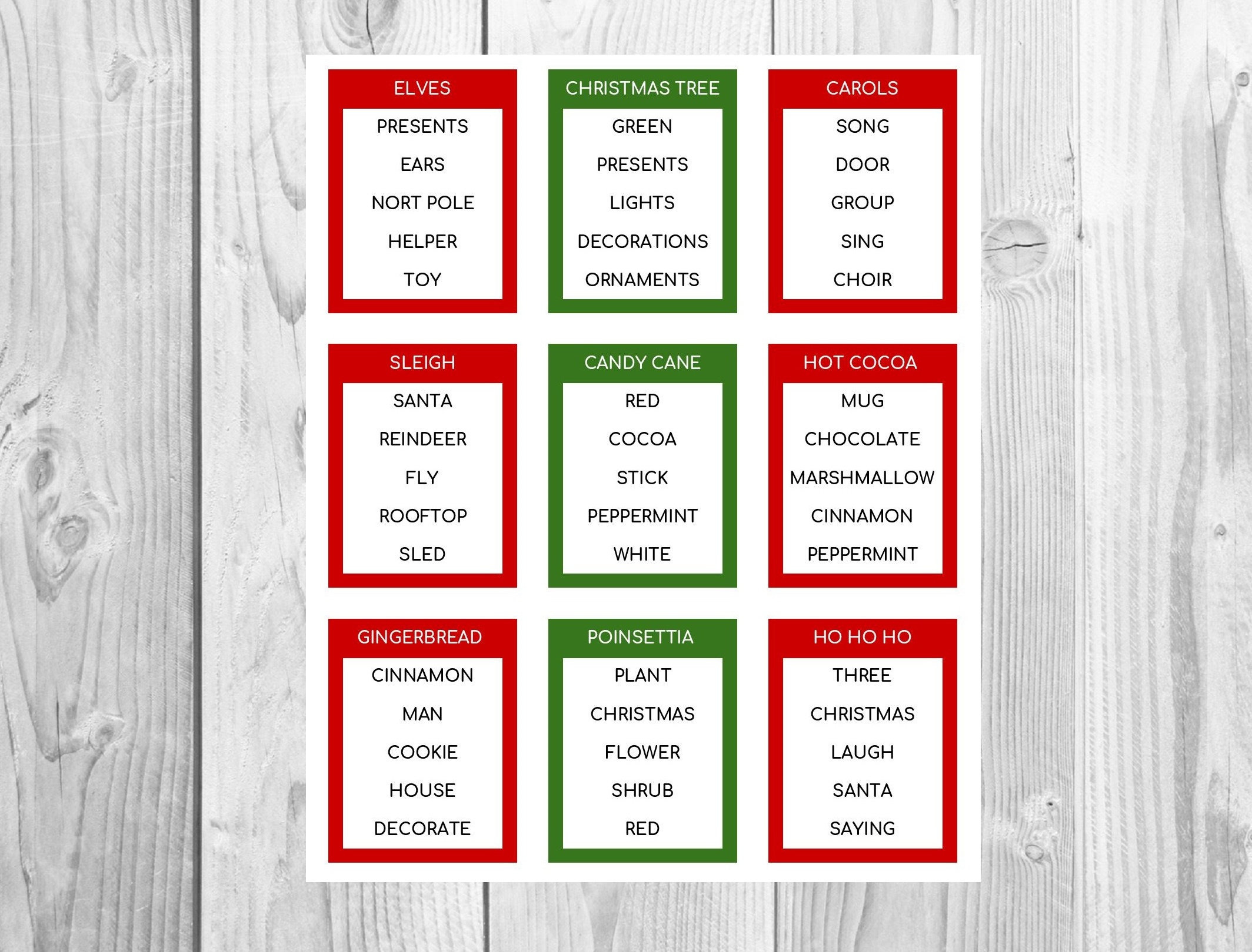 Buy Christmas Taboo 72 Cards Printable | Christmas Games| Family throughout Christmas Taboo Card Printable