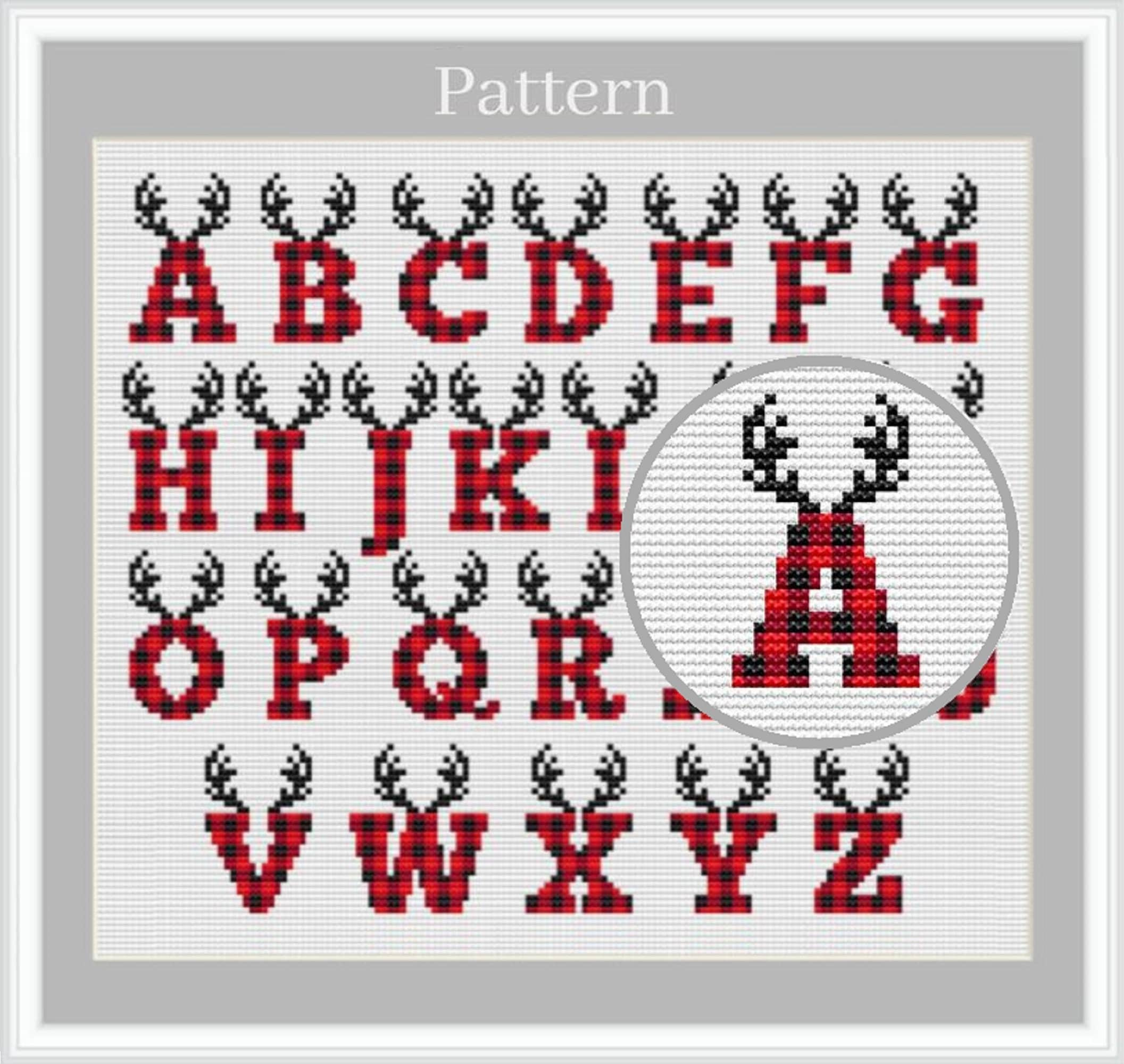 Christmas Alphabet Cross Stitch Pattern, Buffalo Plaid Alphabet throughout Free Printable Christmas Cross Stitch Letters