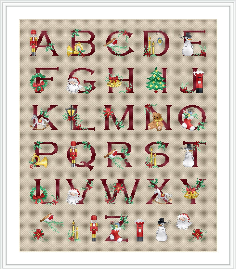 Christmas Alphabet Cross Stitch Patternlucie Heaton, Pdf intended for Free Printable Christmas Cross Stitch Letters