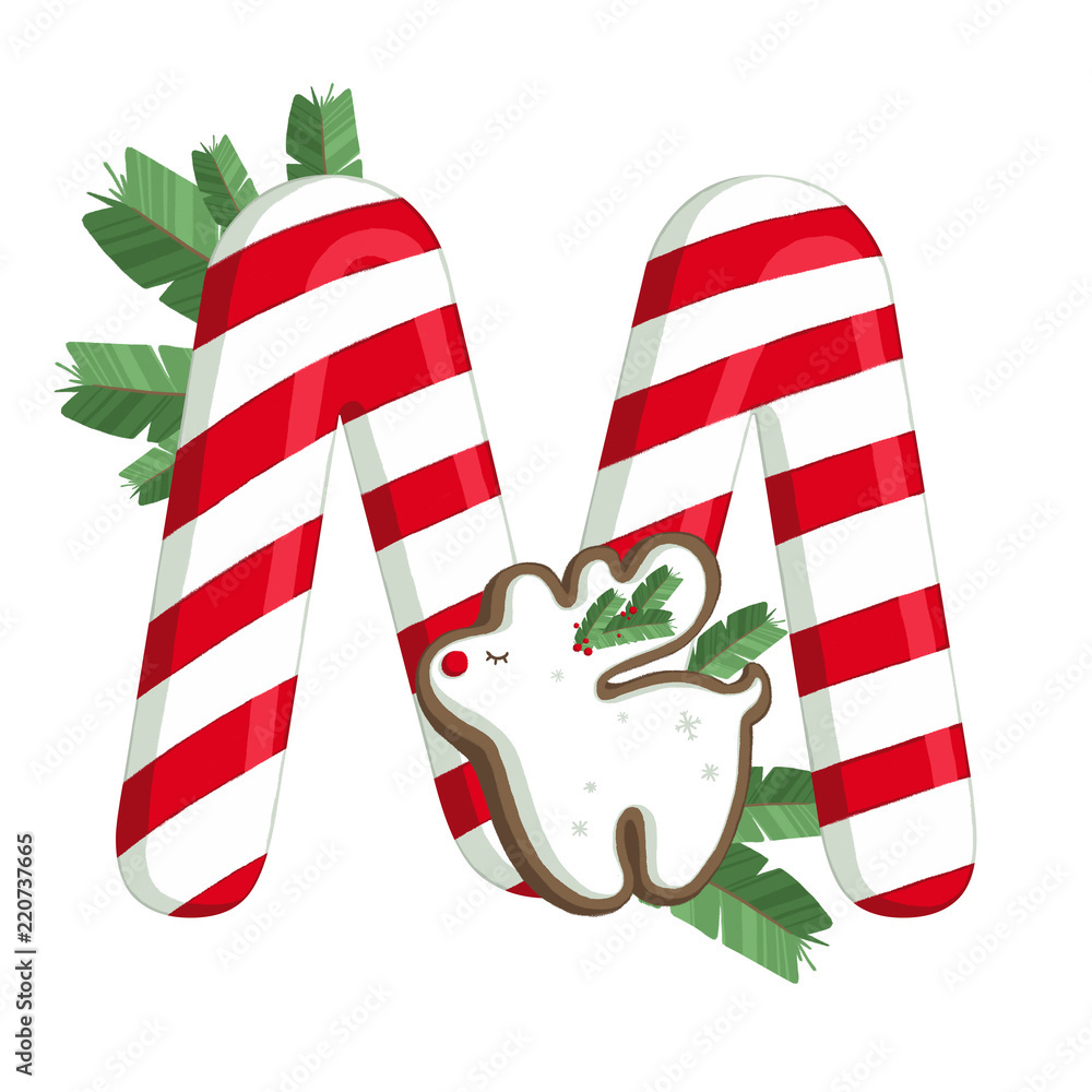 Christmas Alphabet. Illustration Of Letter M With Tree, Cookies with regard to Letter M Christmas Design Printable