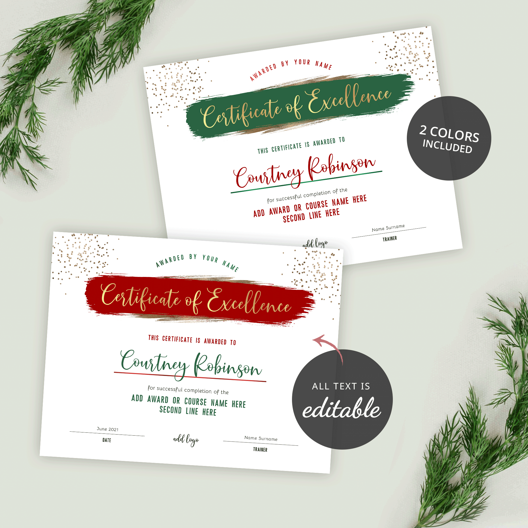 Christmas Award Certificate Template: Diy Certificate Of Excellence pertaining to Printable Christmas Award Certificates