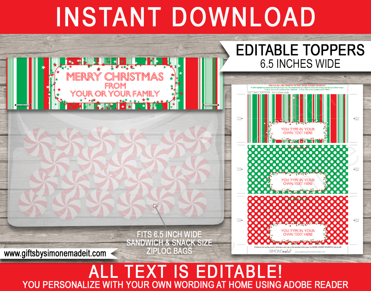 Christmas Bag Toppers (Patterns) - 6.5 Inch Wide regarding Free Printable Christmas Treat Bag Toppers
