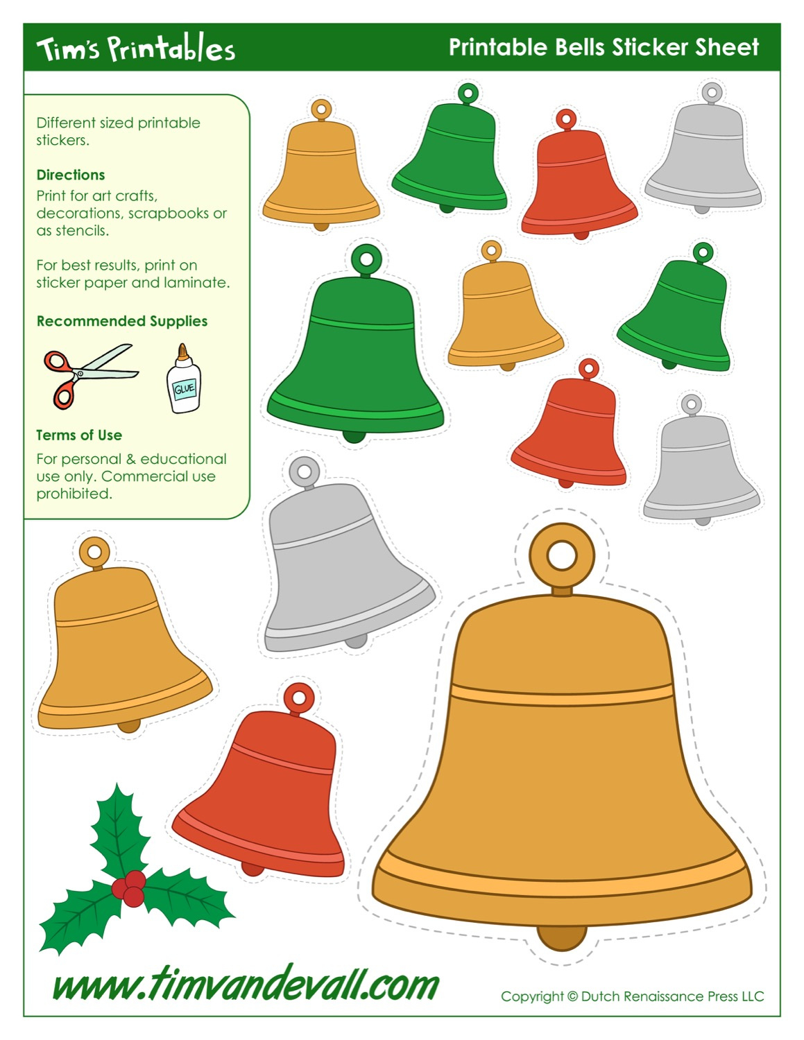 Christmas Bell Shapes - Tim'S Printables with Printable Christmas Bell Template