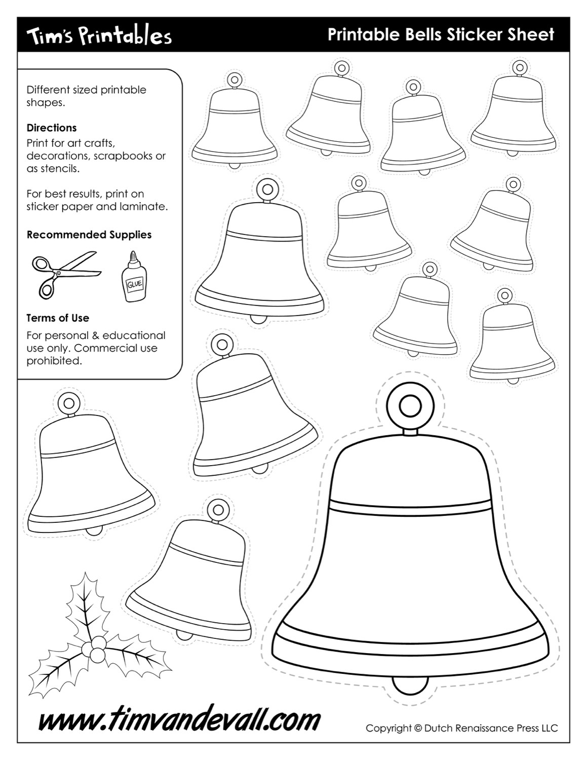 Christmas Bell Templates - Tim'S Printables for Printable Christmas Bell Template