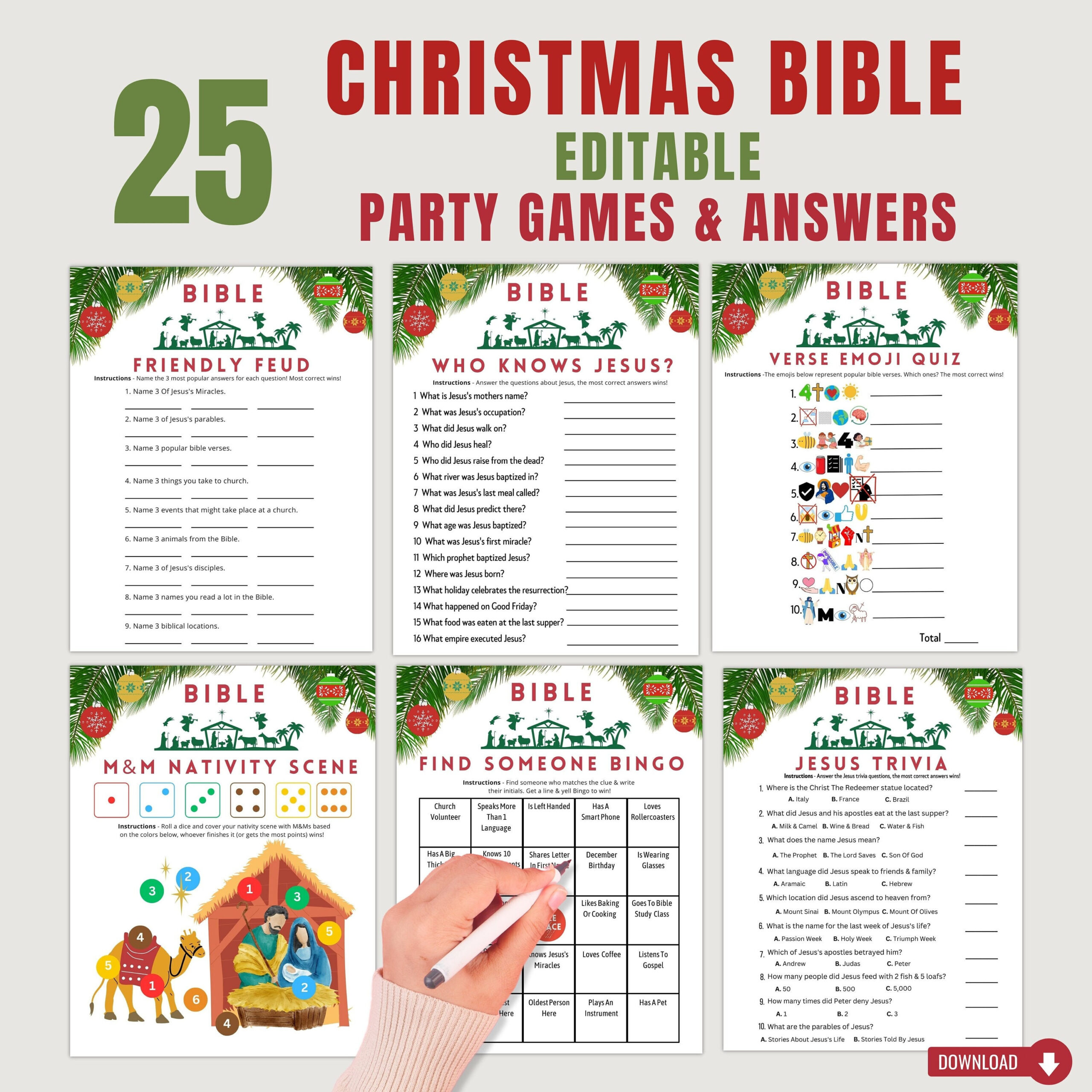 Christmas Bible Games For Church Party | Editable Holiday Nativity regarding Free Printable Christian Christmas Party Games For Adults