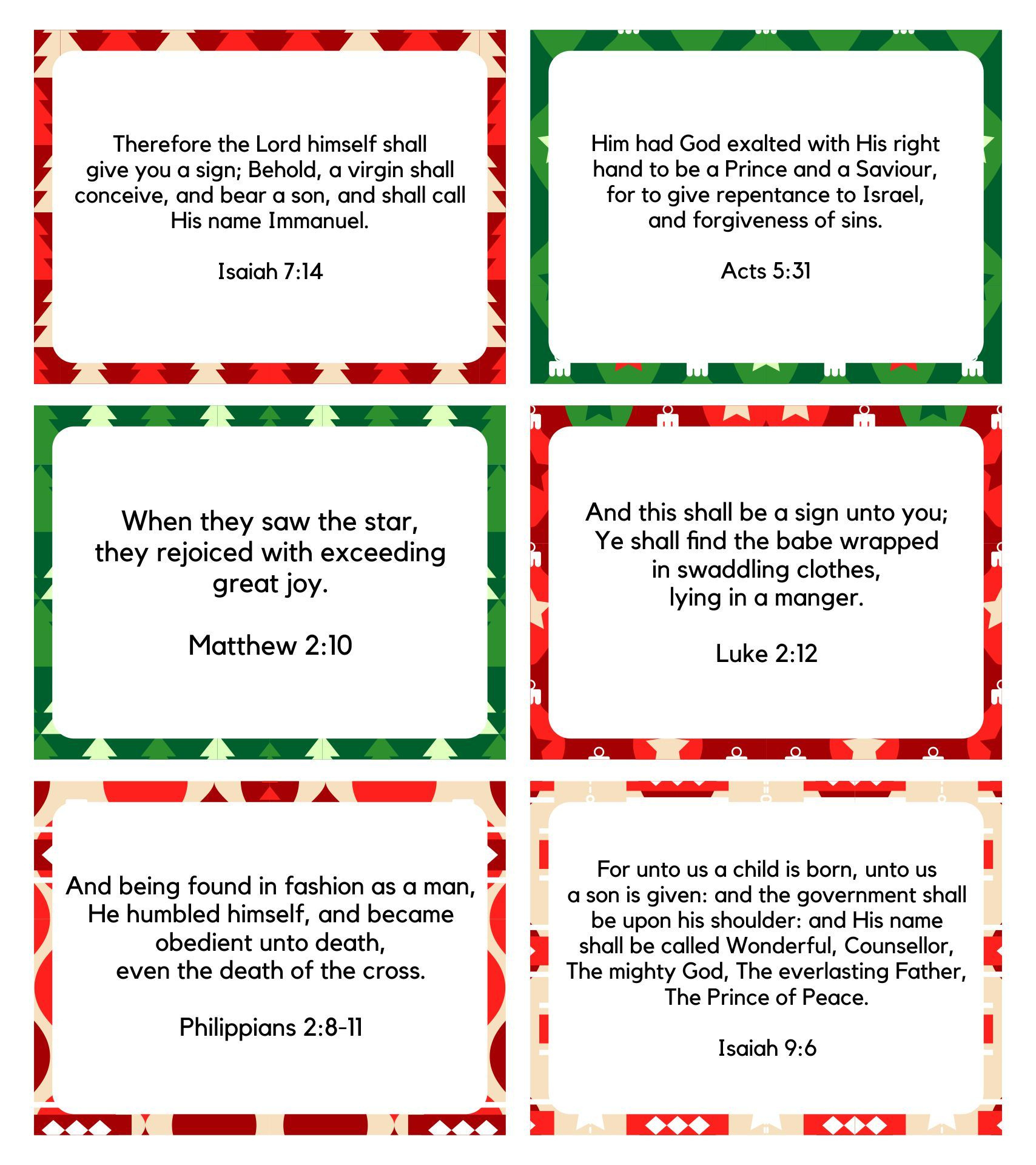 Christmas Bible Verses - 15 Free Pdf Printables | Printablee for Free Printable Christmas Verses