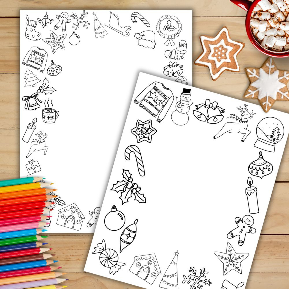 Christmas Border Paper Free Printable - Hand Lettered Printables intended for Christmas Stationery Borders Printable