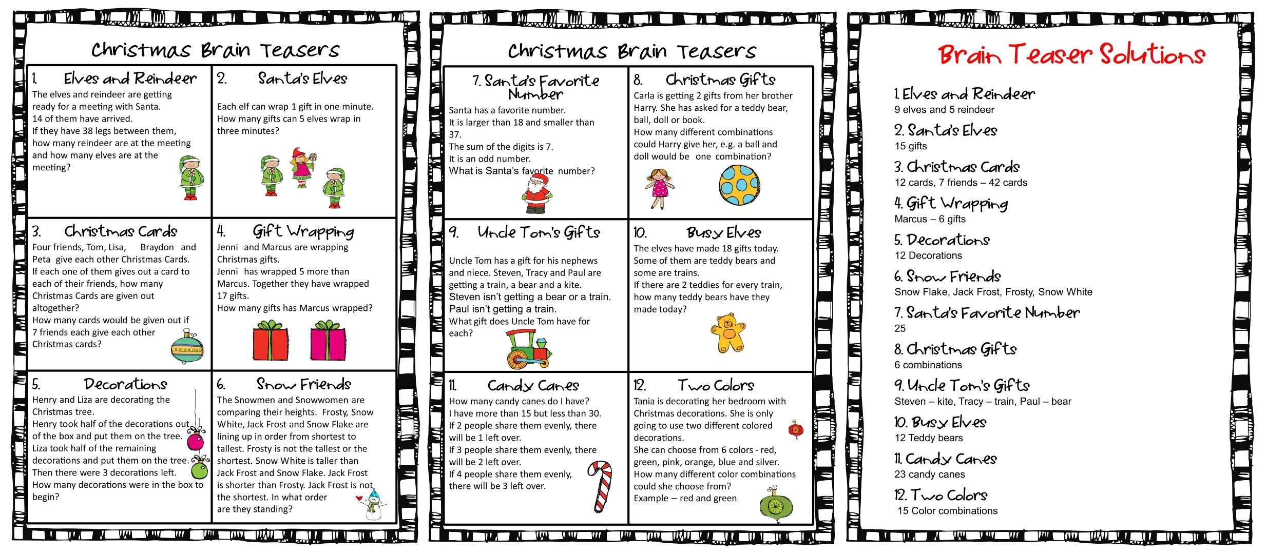 Christmas Brain Teasers - 15 Free Pdf Printables | Printablee throughout Free Christmas Brain Teasers Printable