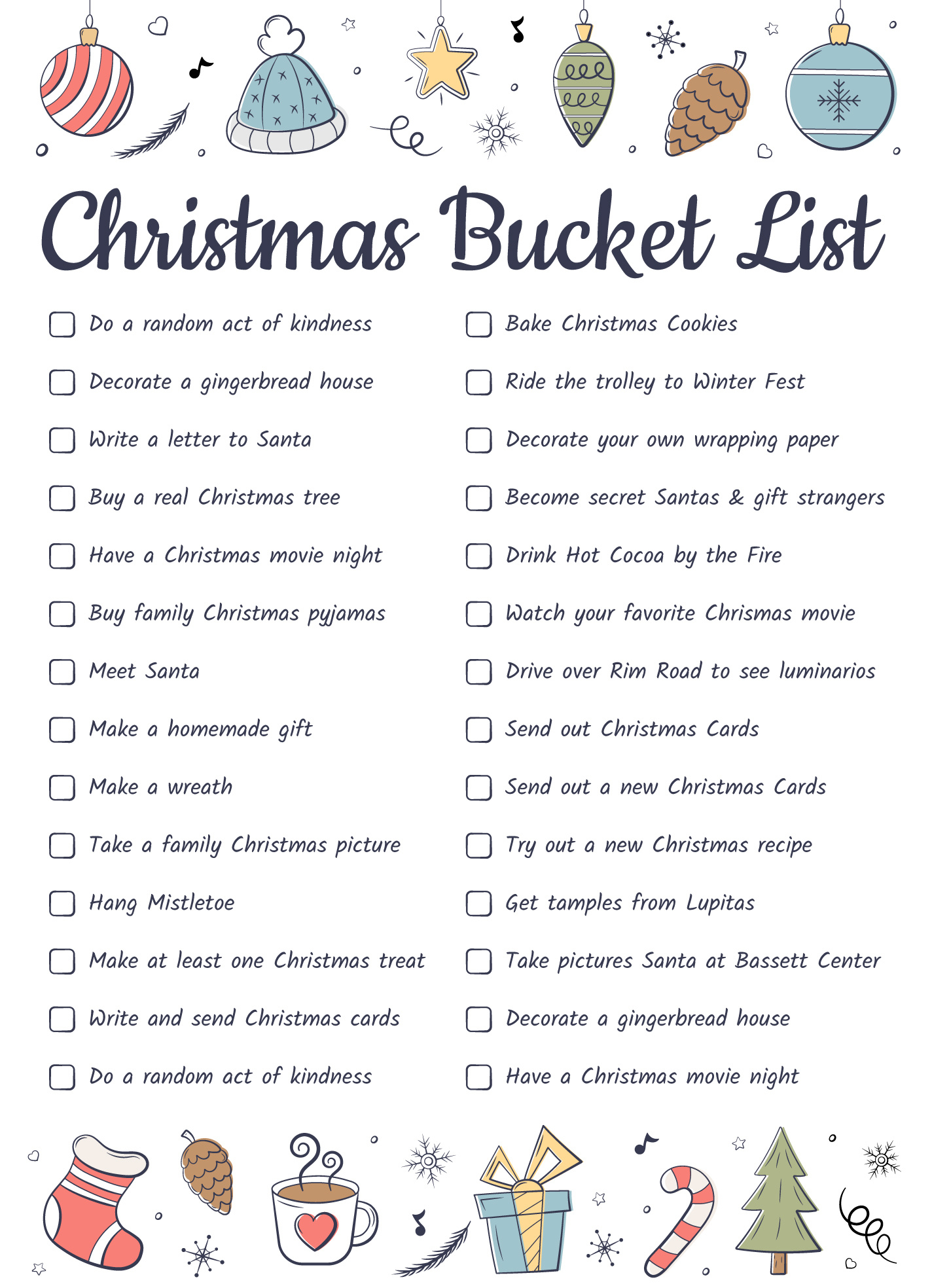 Christmas Bucket List Free Google Docs Template - Gdoc.io throughout Free Printable Christmas Bucket List