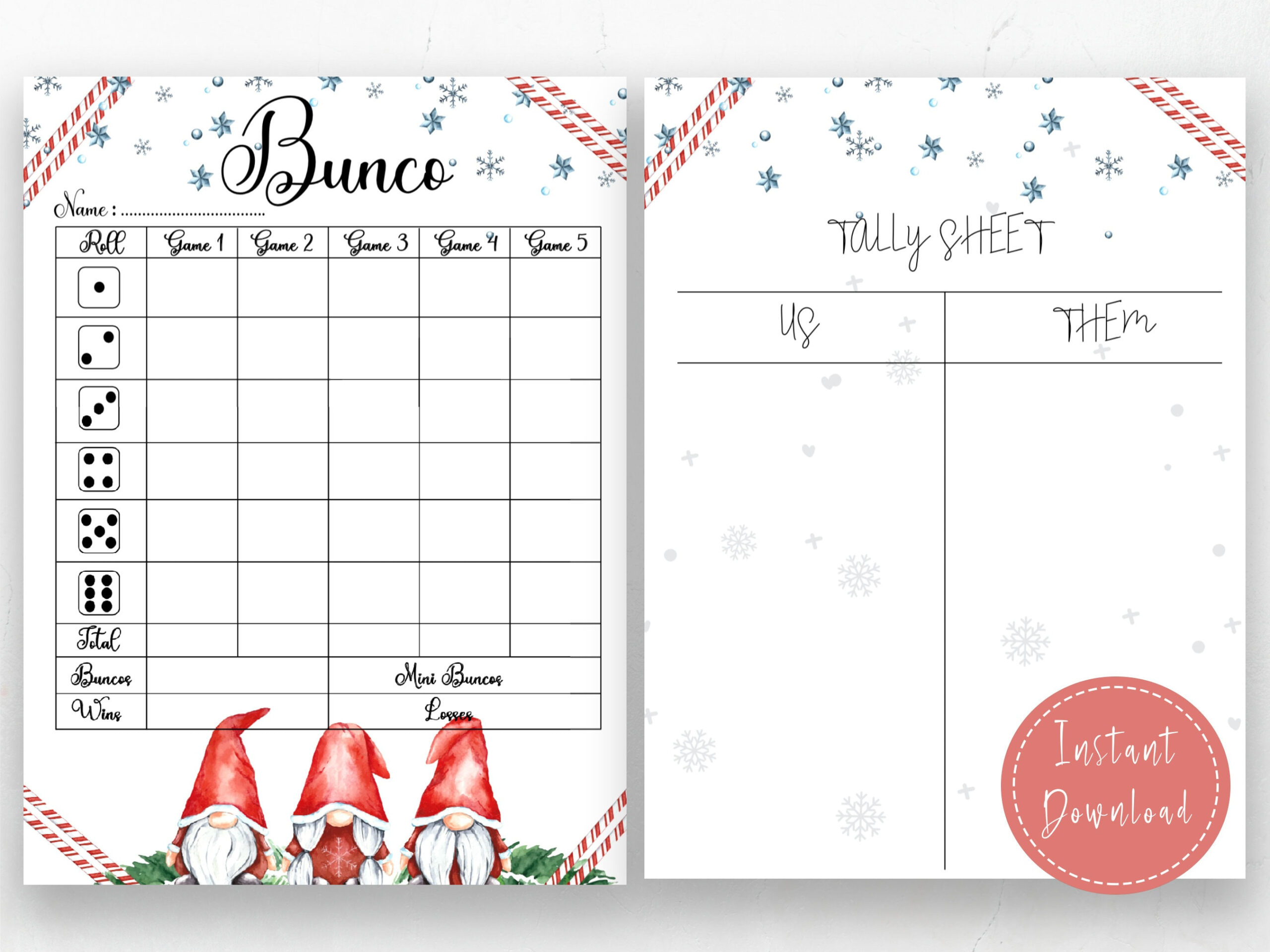 Christmas Bunco Score Card: Partyspiel Zum Ausdrucken (Pdf regarding Printable Christmas Bunco Score Card