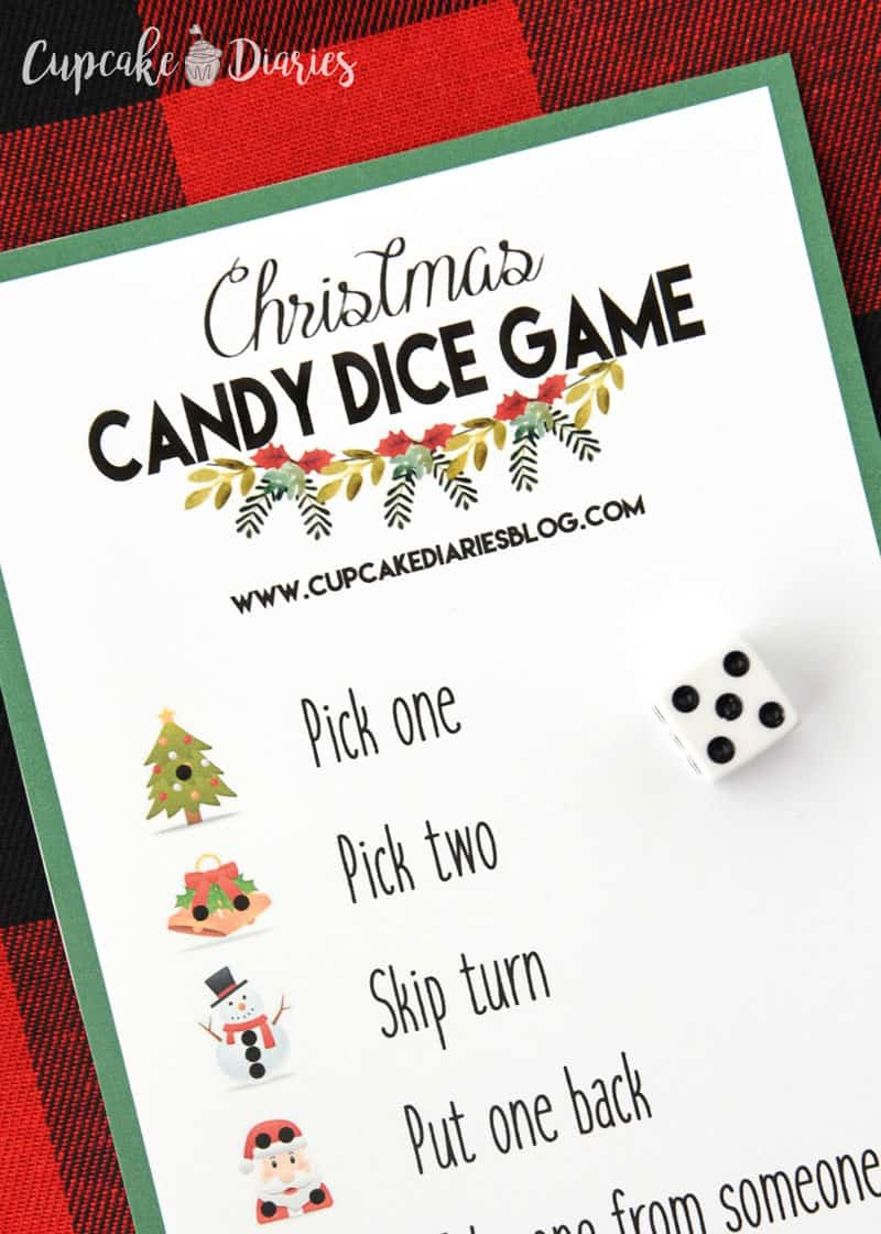 Christmas Candy Dice Game - Printable Game For Kids - Cupcake Diaries for Printable Christmas Dice Games
