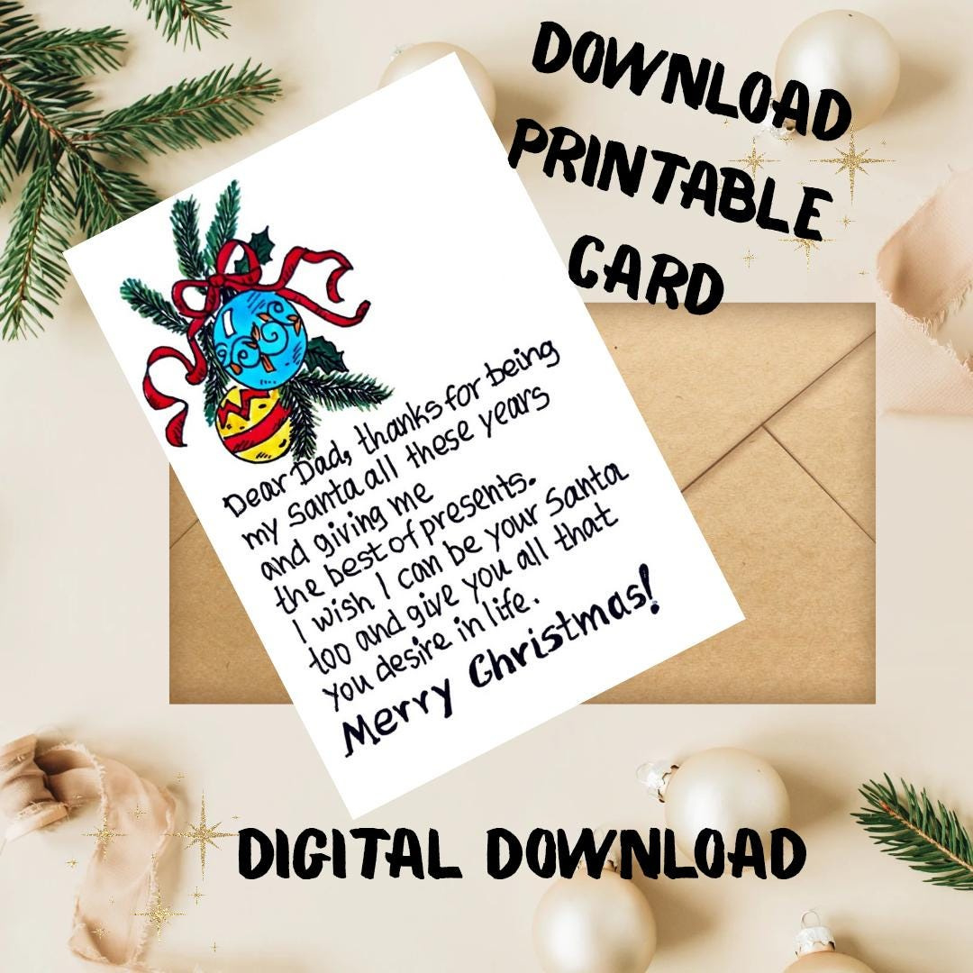 Christmas Card For Dad. Merry Christmas Message Card For Dad with regard to Printable Christmas Card For Dad
