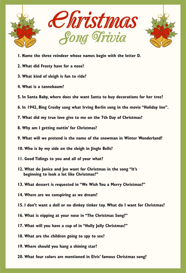 Christmas Carol Trivia - 15 Free Pdf Printables | Printablee throughout Free Printable Christmas Song Trivia