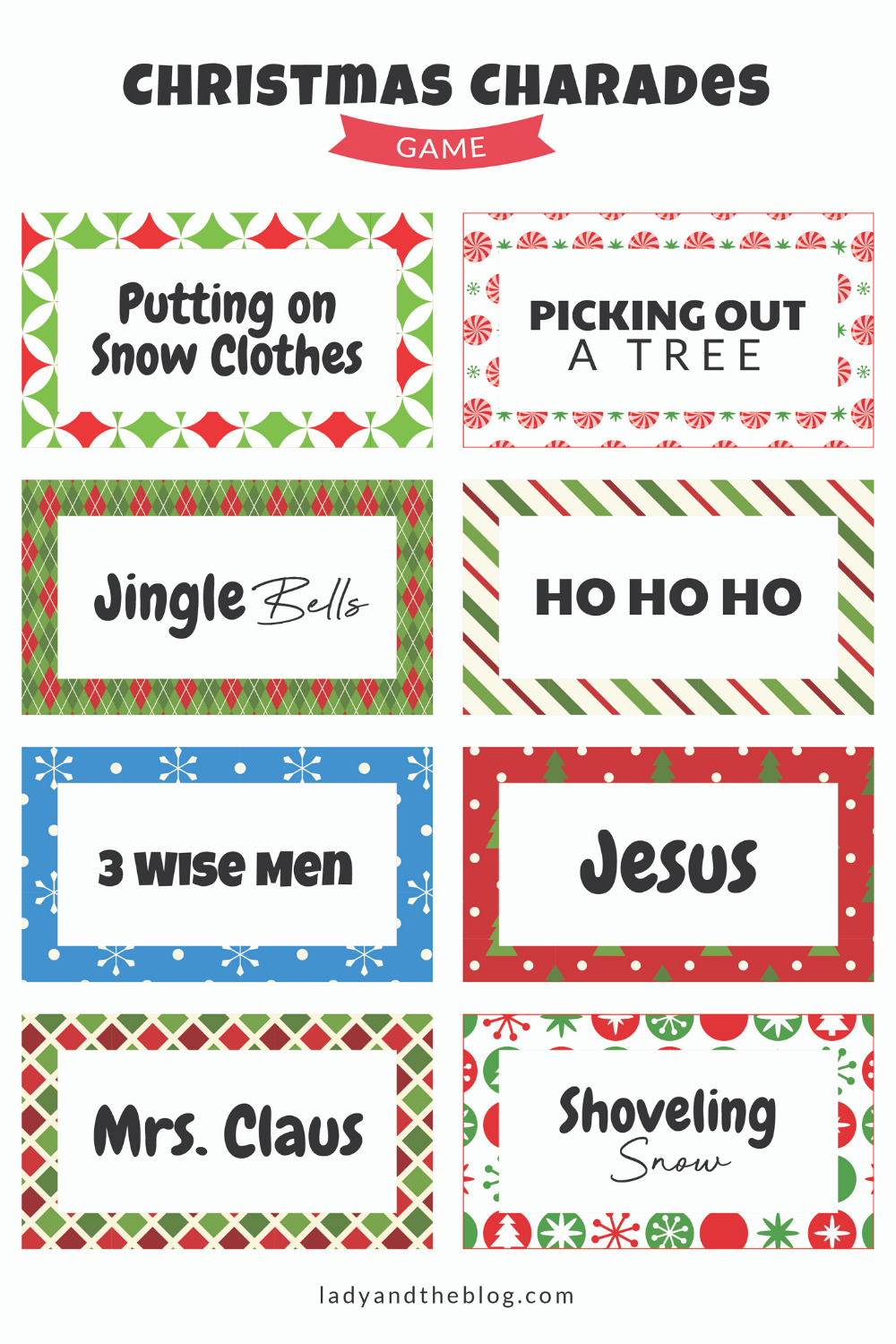 Christmas Charades Party Game - Free Printable For The Holiday for Printable Christmas Charades List