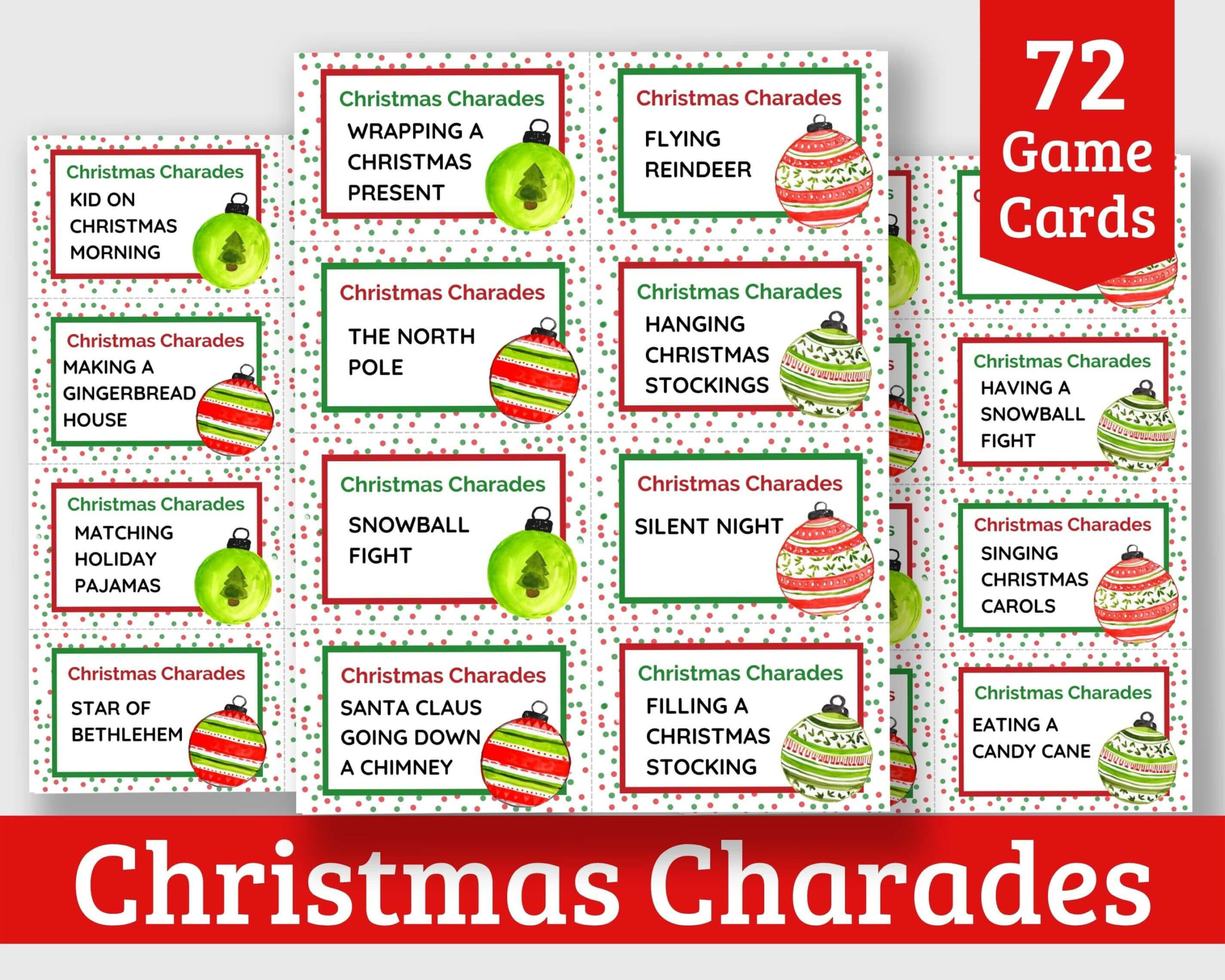 Christmas Charades Printable Cards For Kids And Adults - 72 Pre for Printable Christmas Charades List