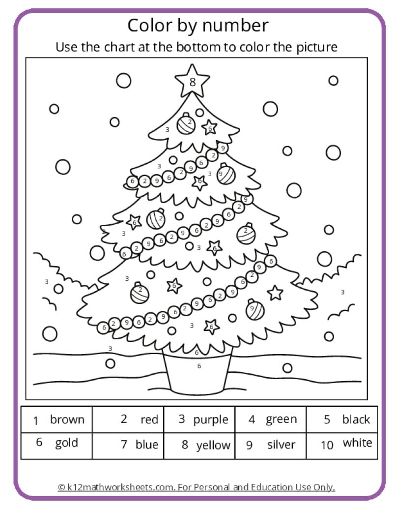 Christmas Colornumber Pages intended for Color by Number Christmas Tree Printable
