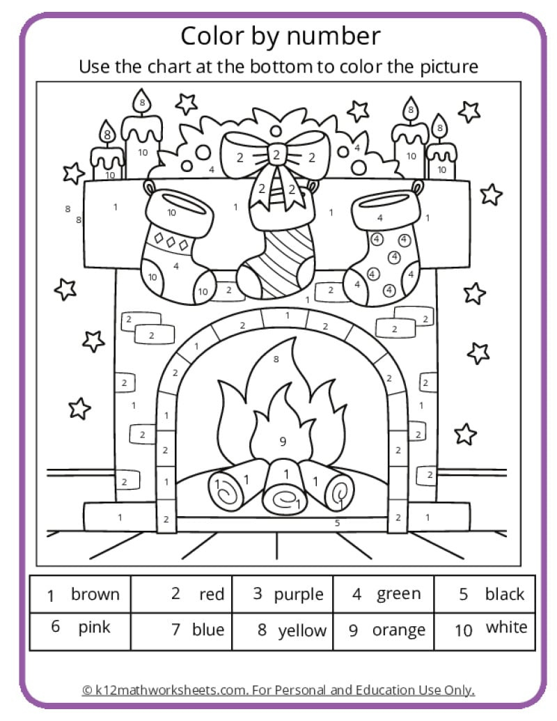 Christmas Colornumber Pages throughout Free Christmas Color by Number Printable For Kindergarten
