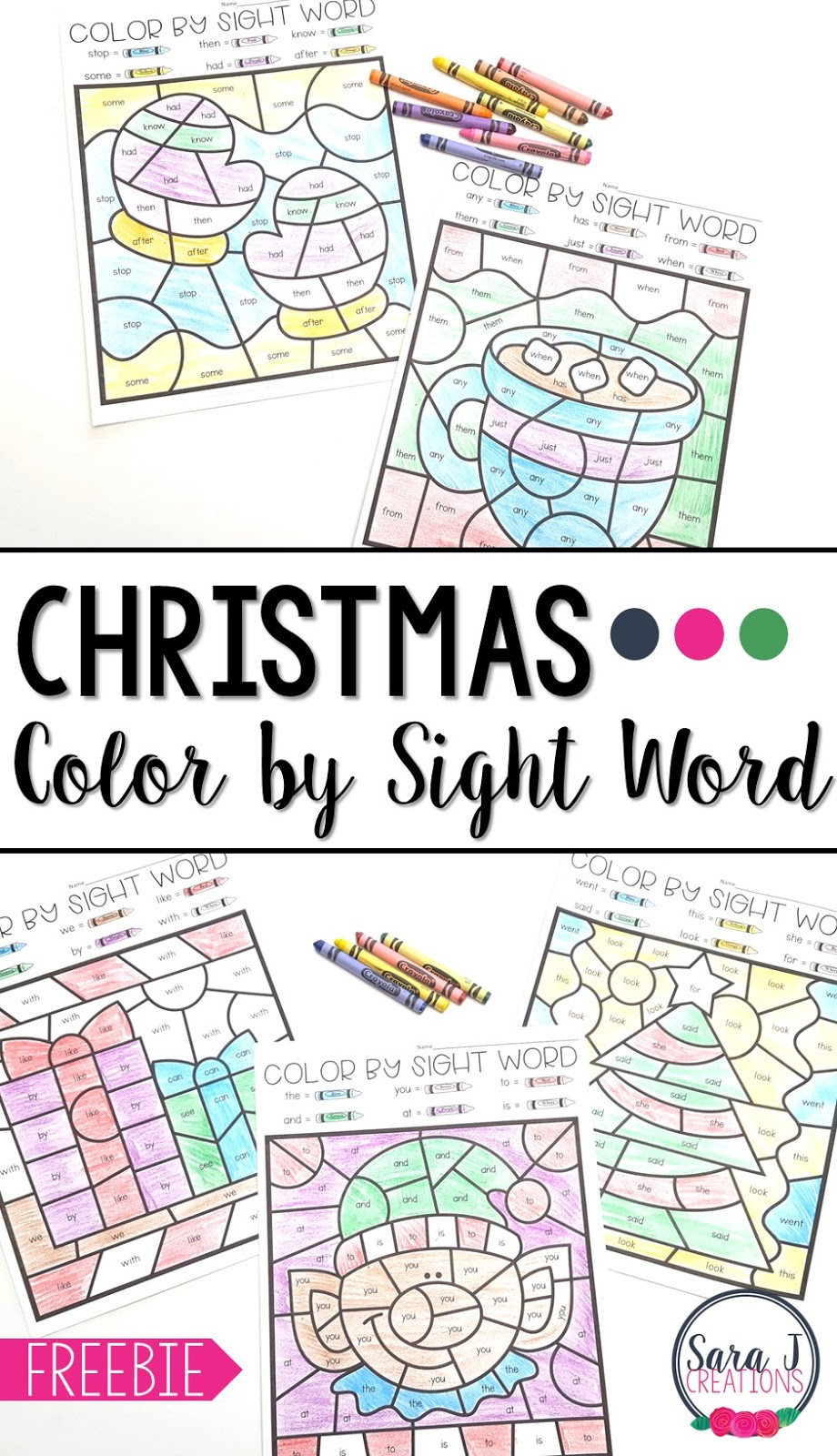 Christmas Colorsight Word | Sara J Creations with Free Printable Christmas Color by Sight Word