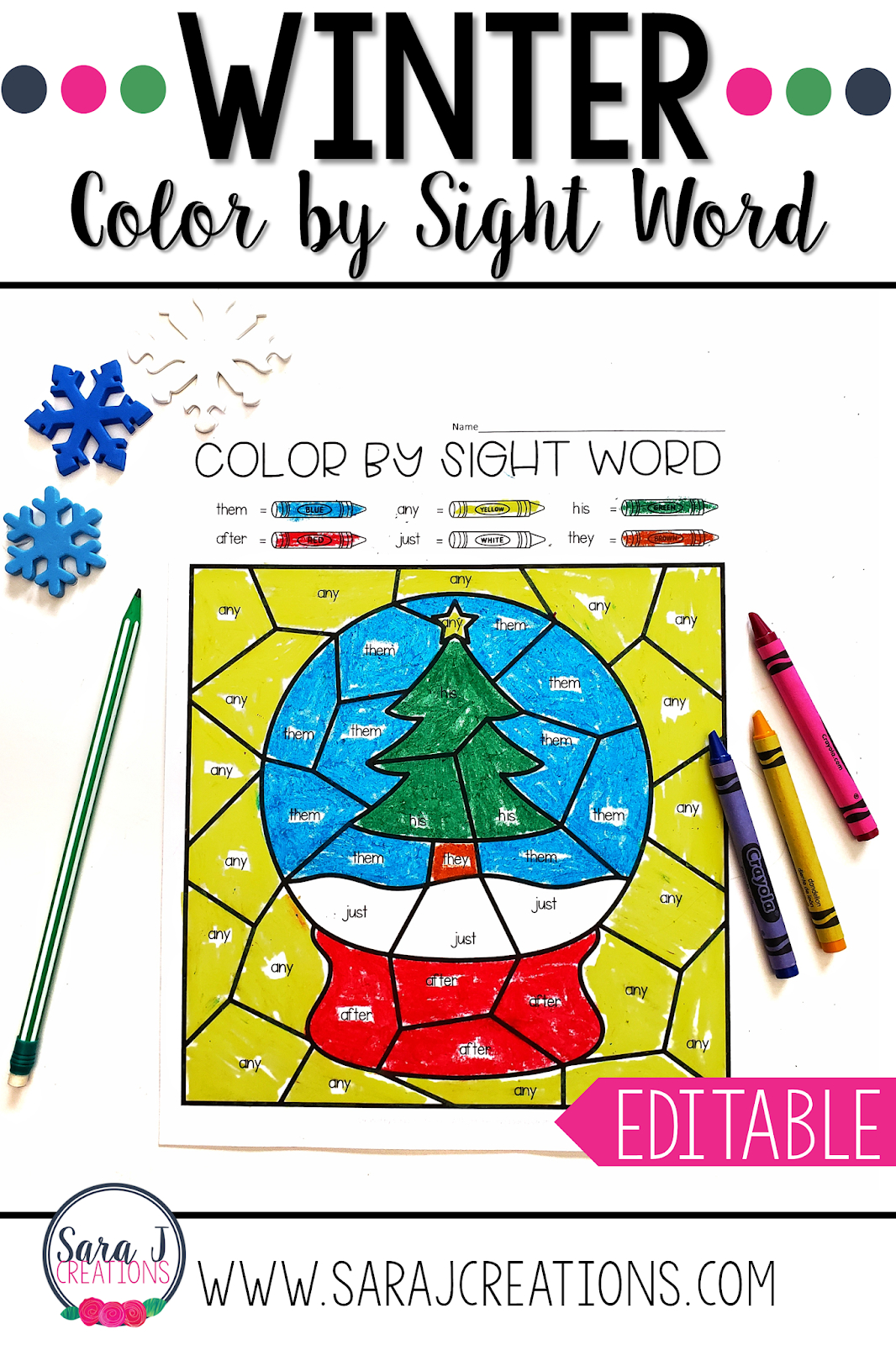 Christmas Colorsight Word | Sara J Creations within Free Printable Christmas Color By Sight Word