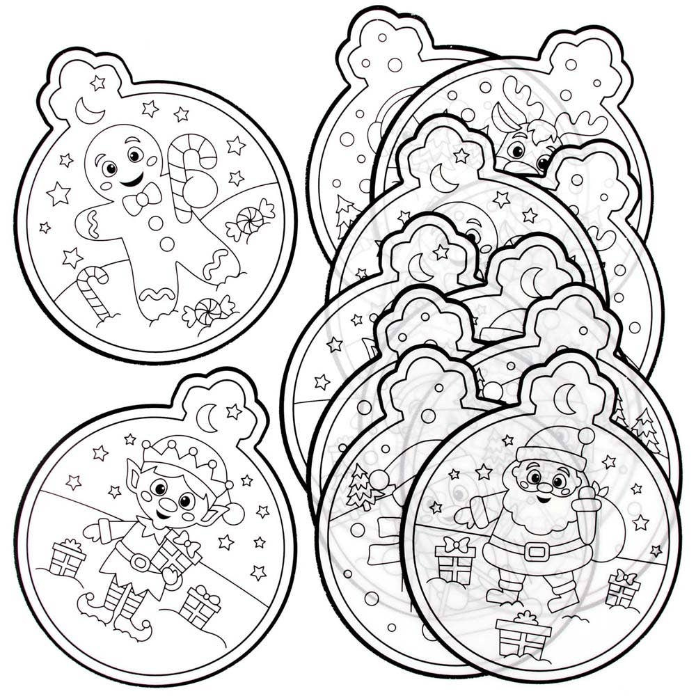 Christmas Colour-In Window Decorations throughout Christmas Window Decoration Printable