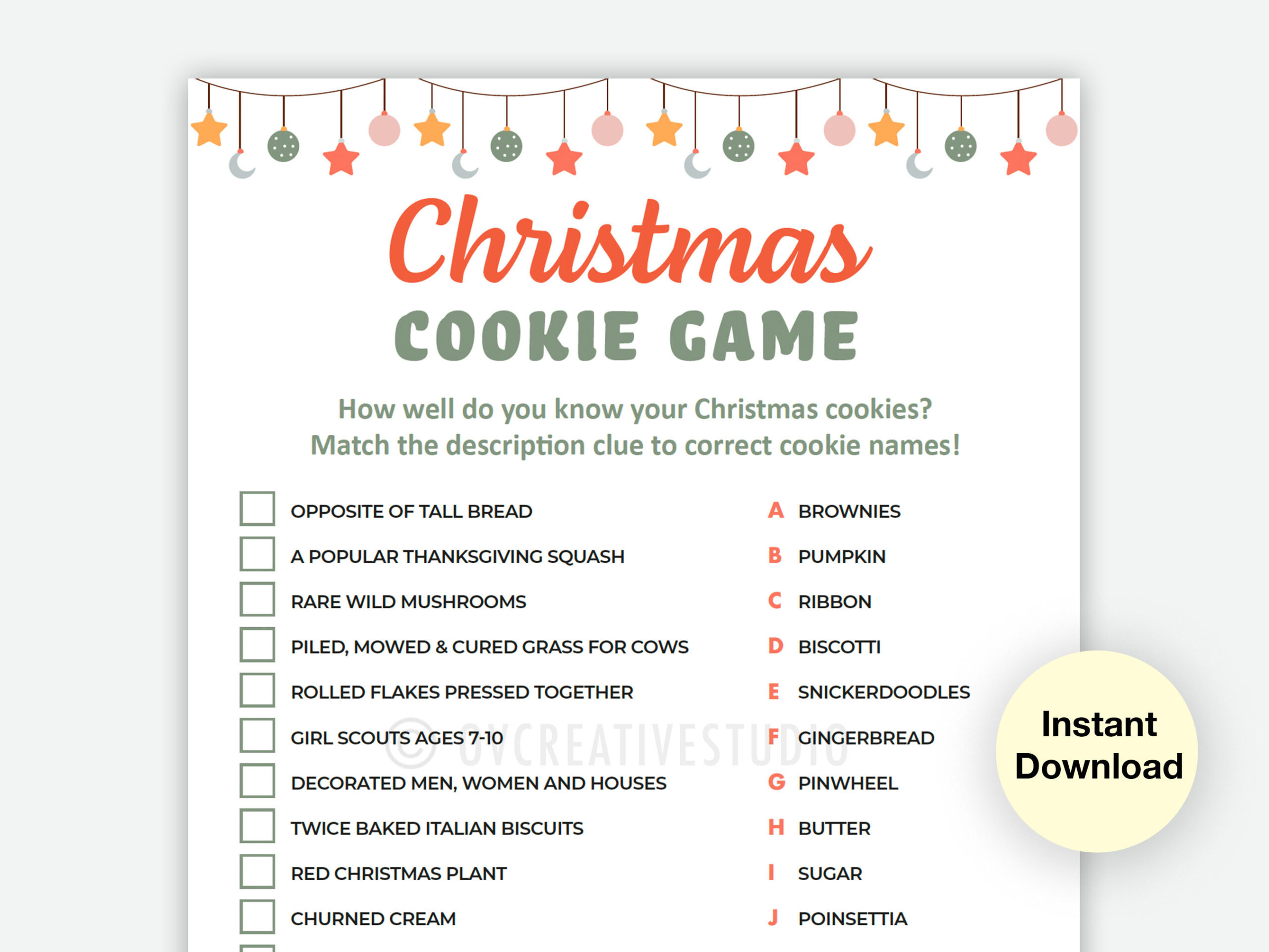 Christmas Cookie Quiz Game Printable | Christmas Family Activity throughout Free Printable Christmas Cookie Game
