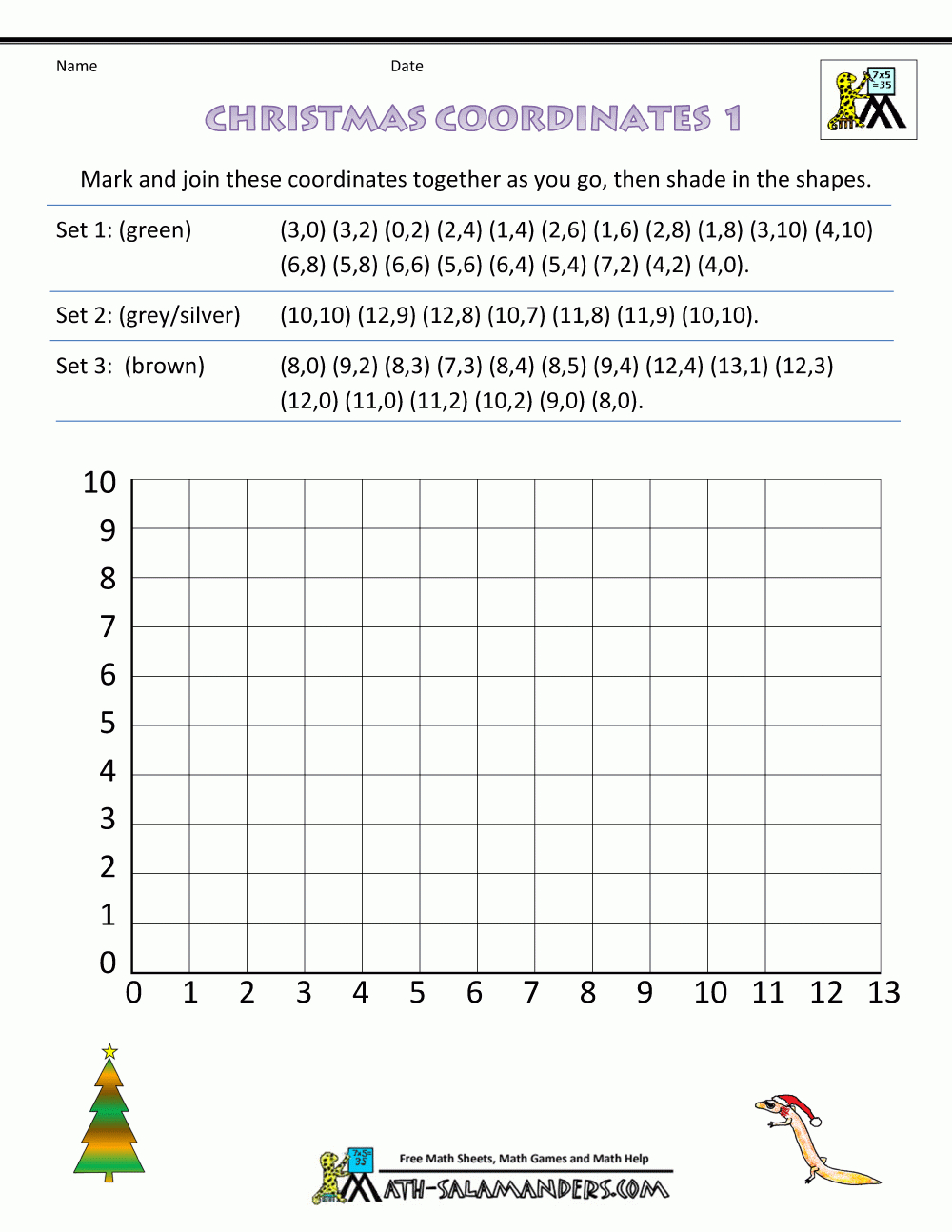 Christmas Coordinates Lessons, Worksheets And Activities with regard to Printable Christmas Coordinates Worksheets