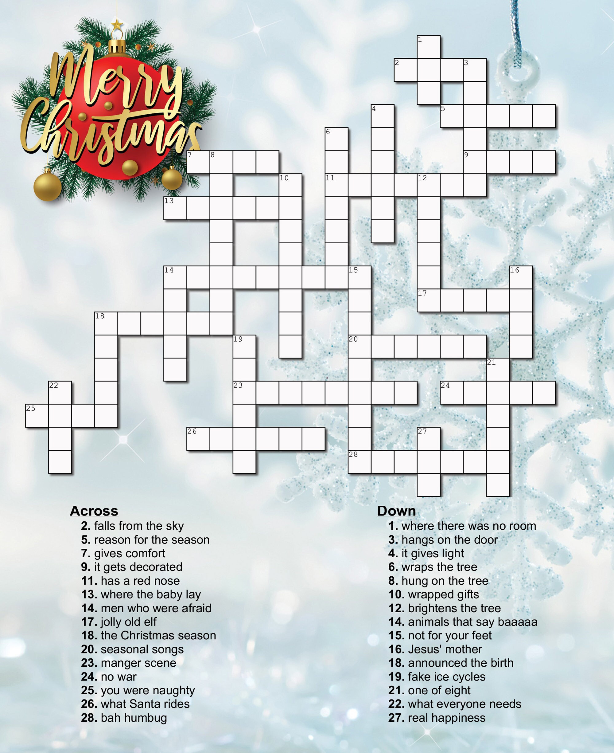 Christmas Crossword Puzzle - Etsy regarding Crossword Puzzles Christmas Printable