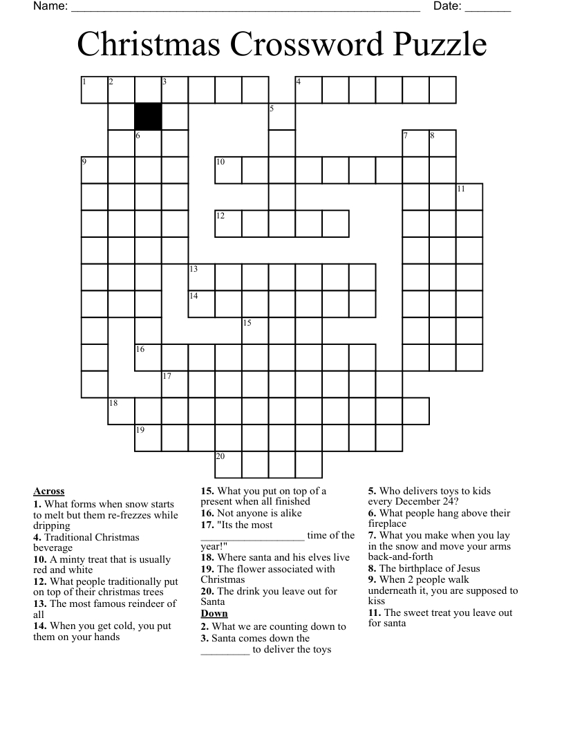Christmas Crossword Puzzle - Wordmint throughout Crossword Puzzles Christmas Printable