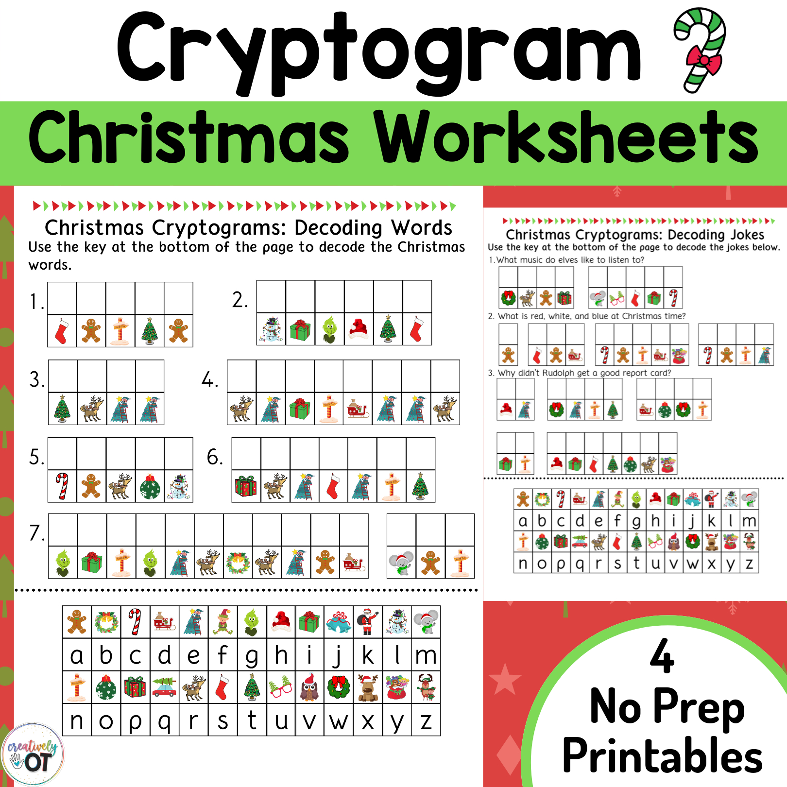 Christmas Cryptogram And Decoding Worksheets | Madeteachers in Free Printable Christmas Cryptogram Worksheets