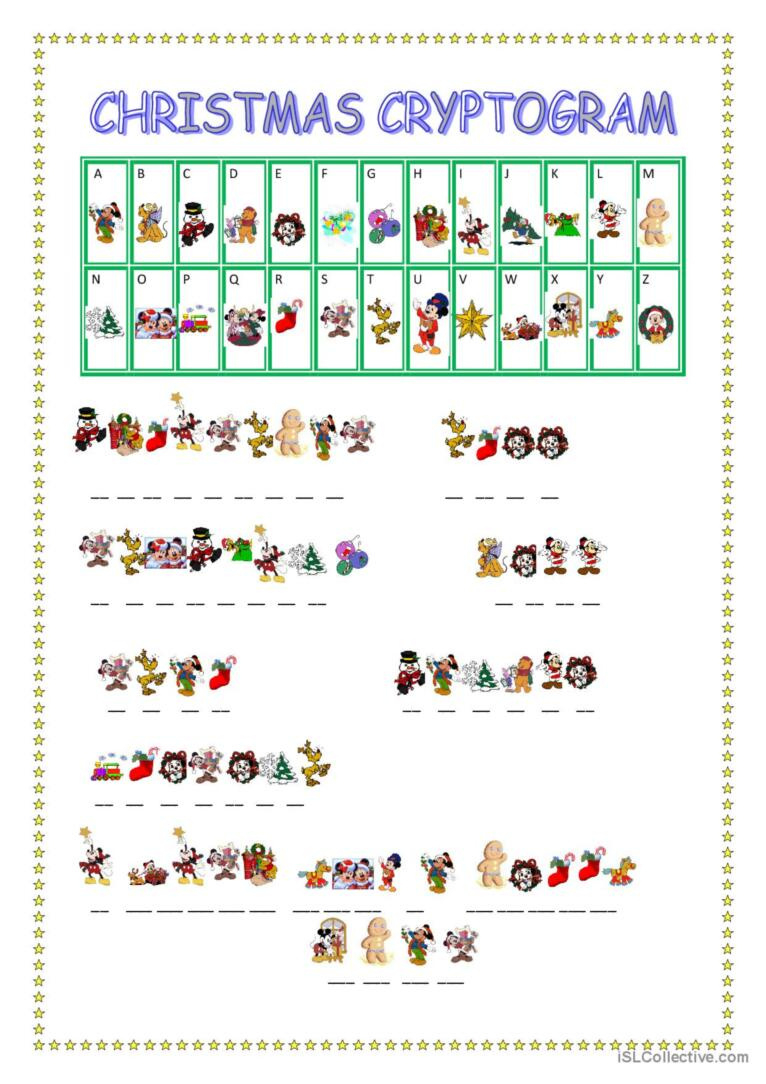 Christmas Cryptogram Warmer, Filler…: English Esl Worksheets Pdf &amp;amp; Doc for Free Printable Christmas Cryptogram Worksheets